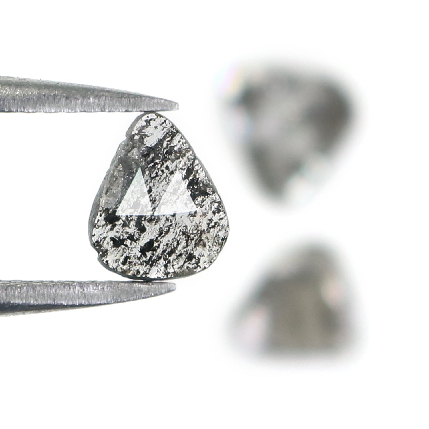 0.82 CT Natural Loose Slice Shape Diamond Salt And Pepper Slice Uncut Diamond 6.30 MM Natural Black Grey Color Slice Rose Cut Diamond N2629