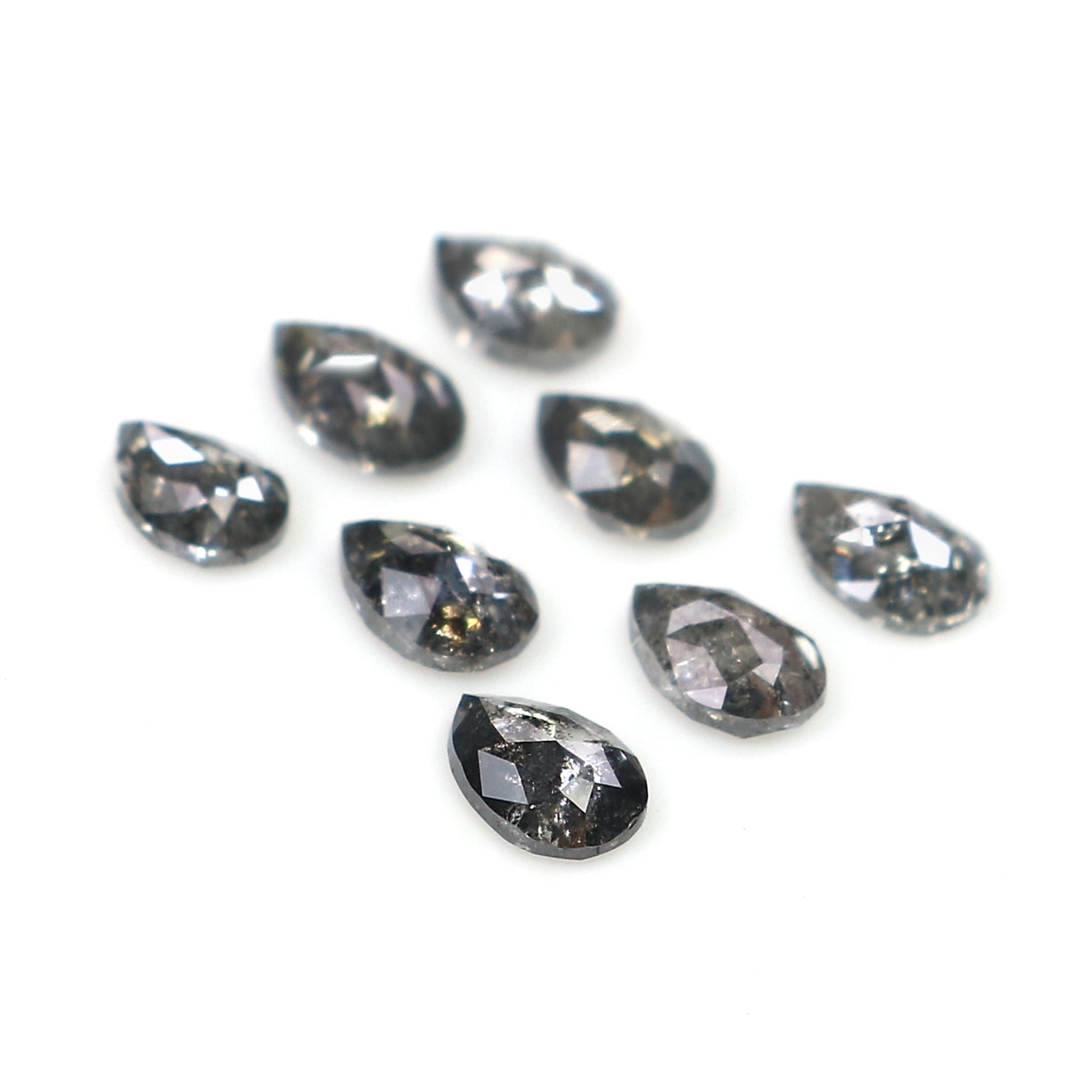 0.93 CT Natural Loose Pear Shape Diamond Salt And Pepper Pear Diamond 3.50 MM Natural Loose Black Grey Color Pear Rose Cut Diamond LQ1295