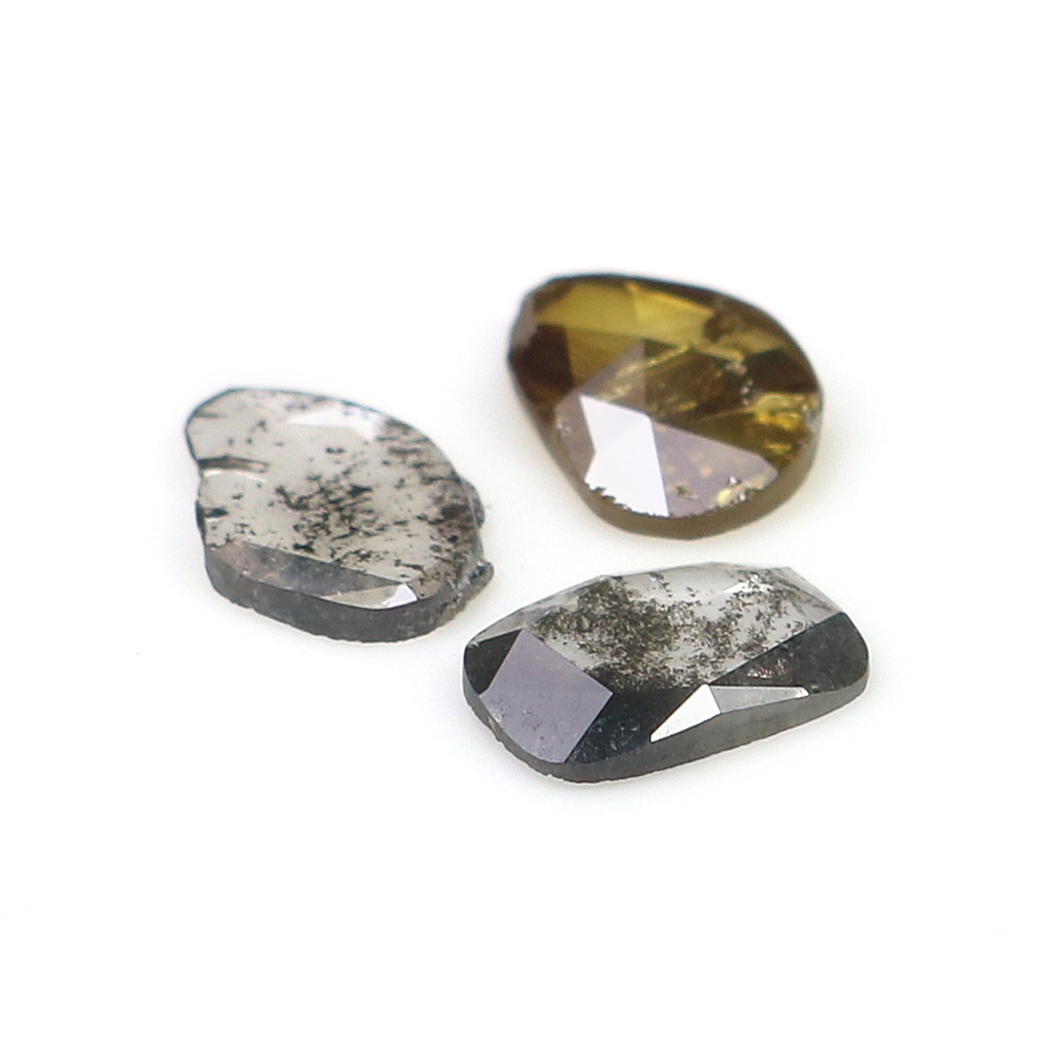 1.41 CT Natural Loose Slice Shape Diamond Salt And Pepper Slice Uncut Diamond 7.55 MM Natural Black Grey Diamond Irregular Cut Diamond L3588