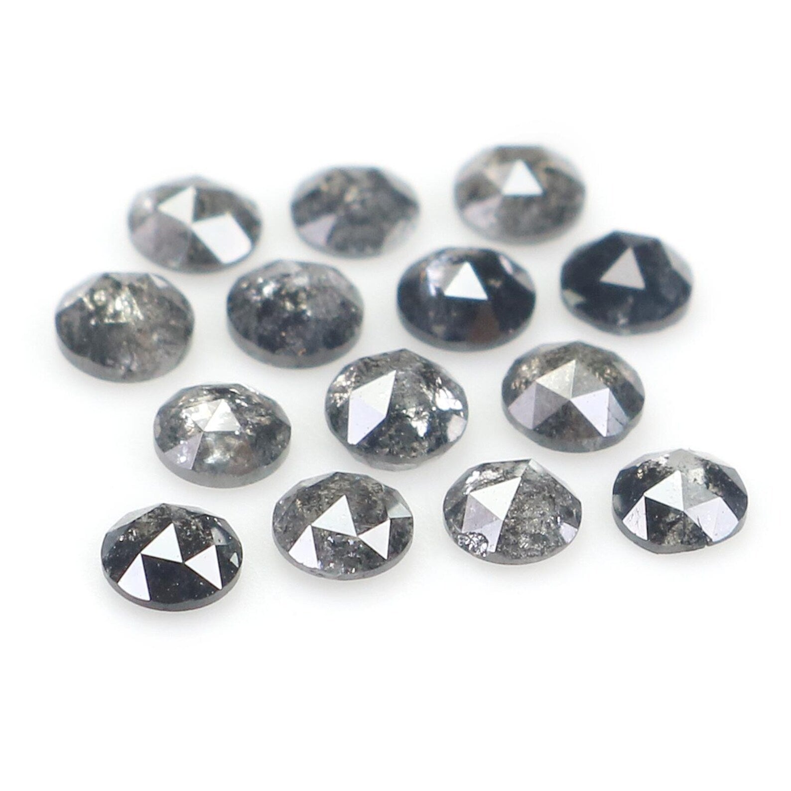 0.97 CT Natural Loose Round Cut Diamond Salt And Pepper Diamond 2.45 MM Natural Loose Diamond Black Grey Color Round Rose Cut Diamond NQ2348