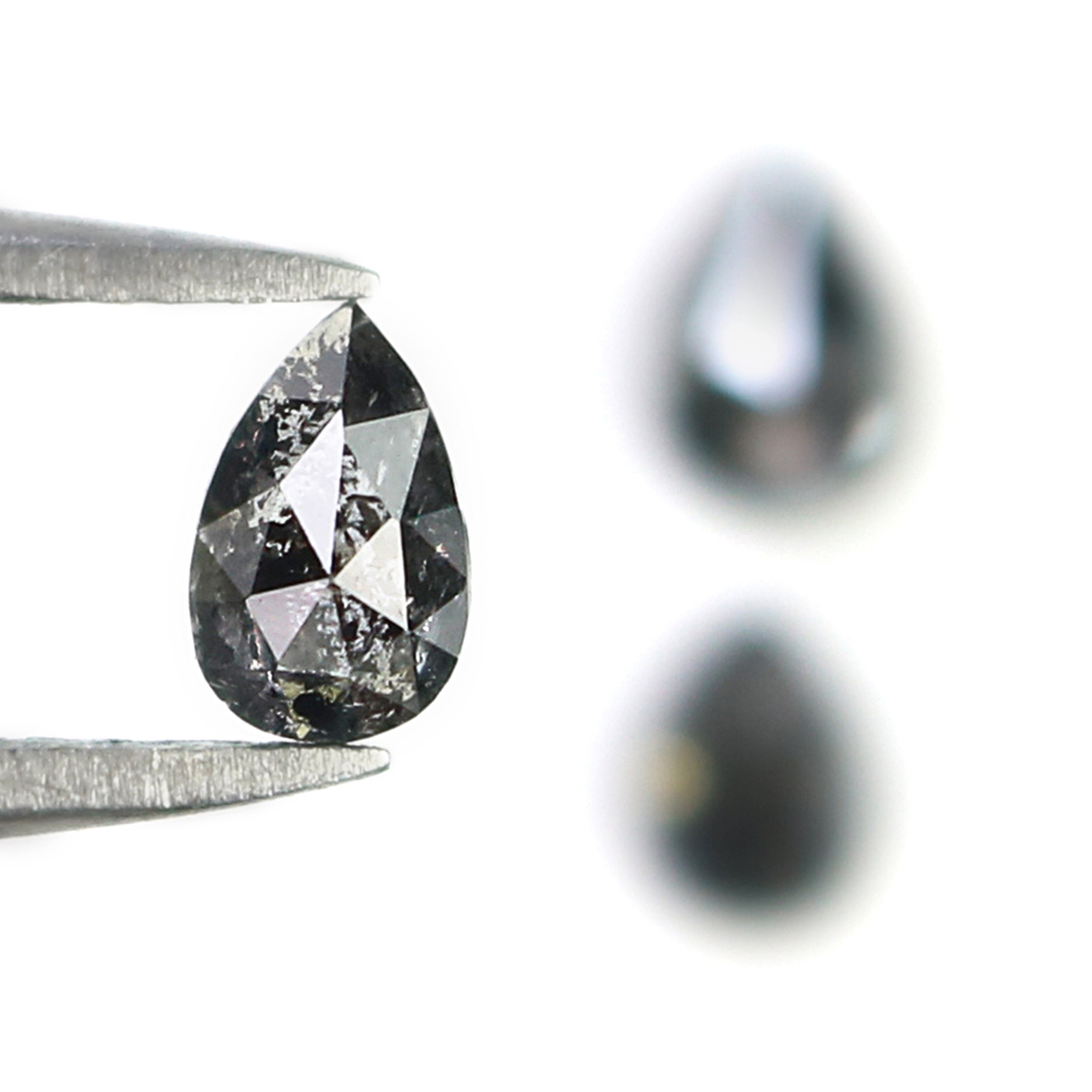 0.76 CT Natural Loose Pear Shape Diamond Salt And Pepper Pear Cut Diamond 4.65 MM Natural Black Grey Color Pear Shape Rose Cut Diamond L1980