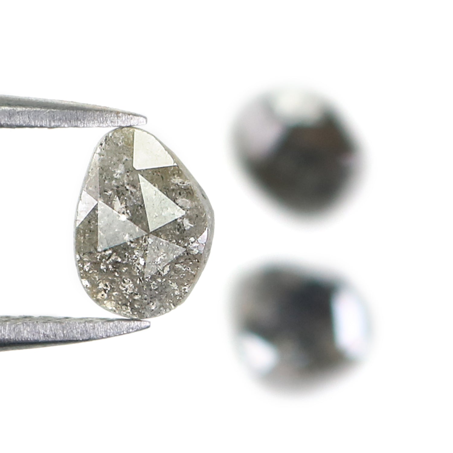1.13 CT Natural Loose Slice Shape Diamond Salt And Pepper Slice Uncut Diamond 7.35 MM Natural Black Grey Diamond Irregular Cut Diamond N2637