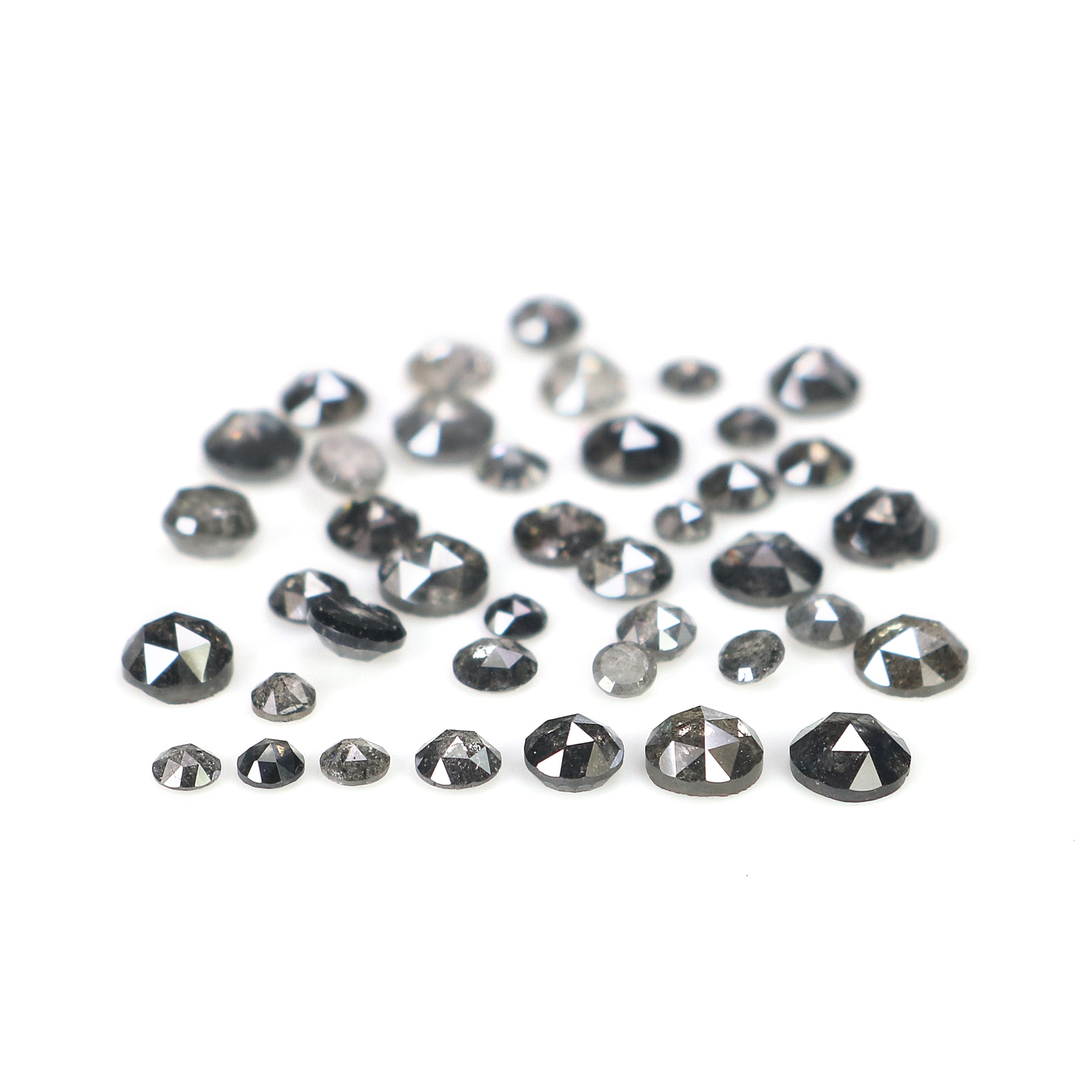 Natural Loose Round Rose Cut Salt Ana Pepper Diamond Fancy Rose Cut Black Grey Low Price Diamond 2.00 to 4.00 MM Round Shape Diamond Q10