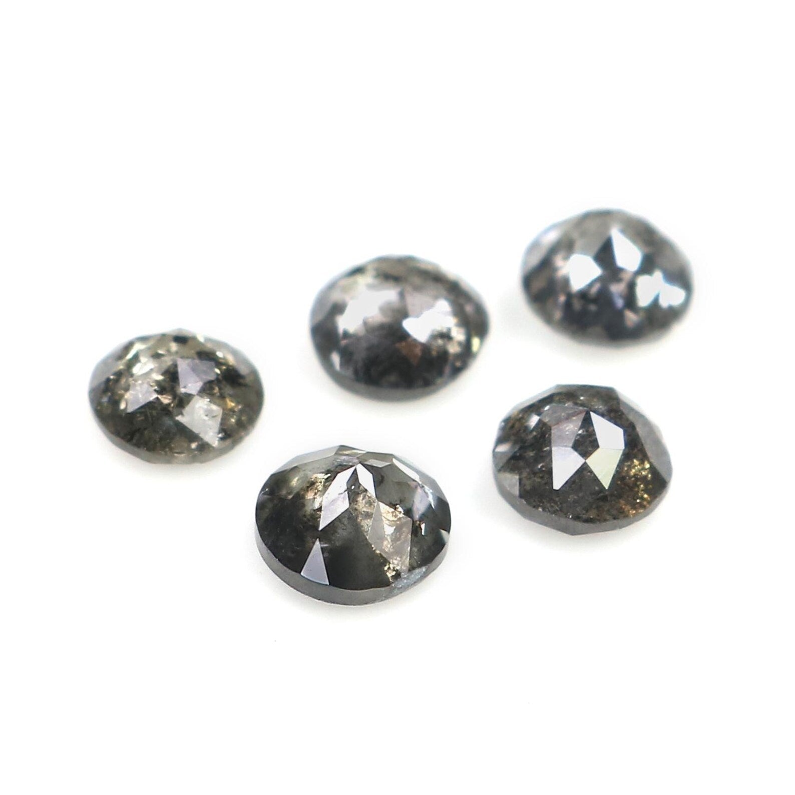 1.41 Ct Natural Loose Round Rose Cut Diamond Salt And Pepper Round Shape Diamond 3.75 MM Natural Black Grey Round Rose Cut Diamond NQ7663