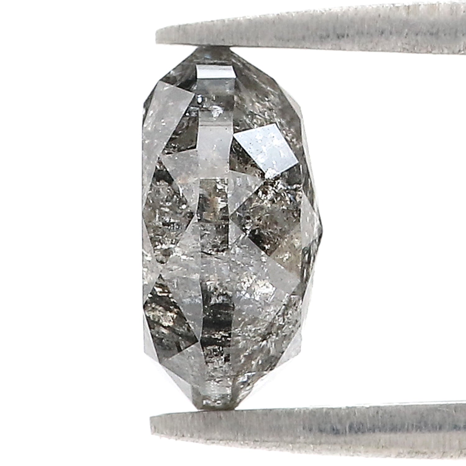 3.80 CT Natural Loose Oval Shape Diamond Salt And Pepper Oval Cut Diamond 10.10 MM Natural Black Grey Color Oval Rose Cut Diamond L3606