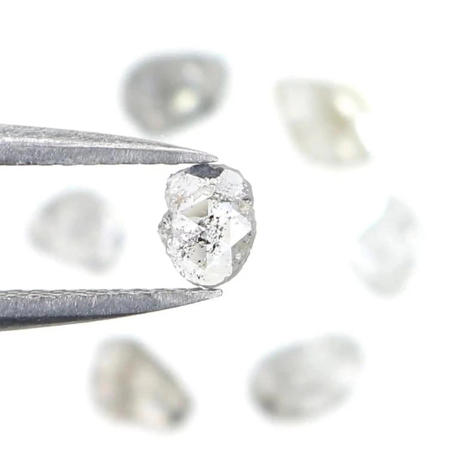 0.74 CT Natural Loose Slice Shape Diamond Salt And Pepper Slice Diamond 4.10 MM Natural Loose Black Grey Color Slice Rose Cut Diamond NQ2138