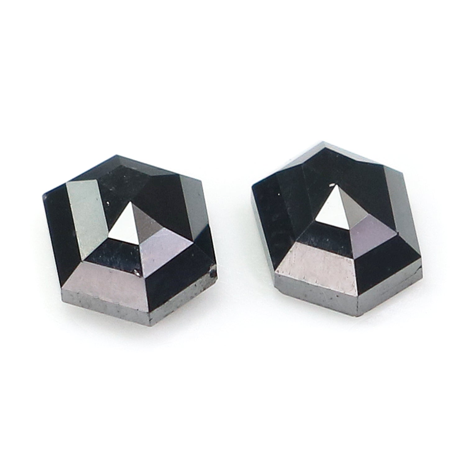 0.67 CT Natural Loose Hexagon Cut Pair Diamond Black Hexagon Cut Diamond 5.60 MM Natural Loose Black Color Hexagon Rose Cut Diamond L2740