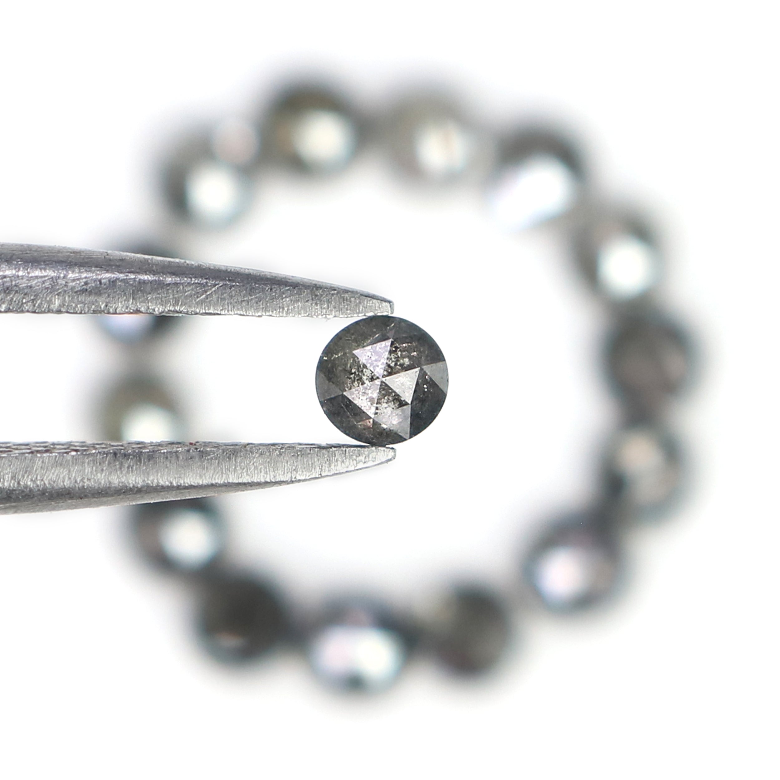 1.45 Ct Natural Loose Round Rose Cut Diamond Salt And Pepper Round Shape Diamond 2.70 MM Natural Black Grey Color Rose Cut Diamond L1822
