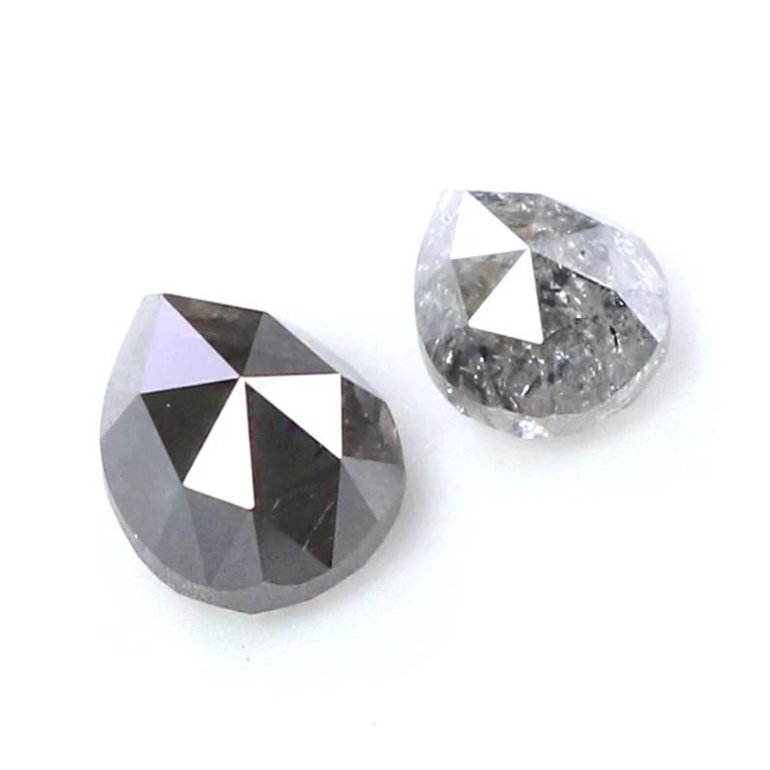 0.68 CT Natural Loose Pear Cut Pair Diamond Salt And Pepper Pear Shape Diamond 4.00 MM Natural Black Gray Color Pear Rose Cut Diamond NQ8535