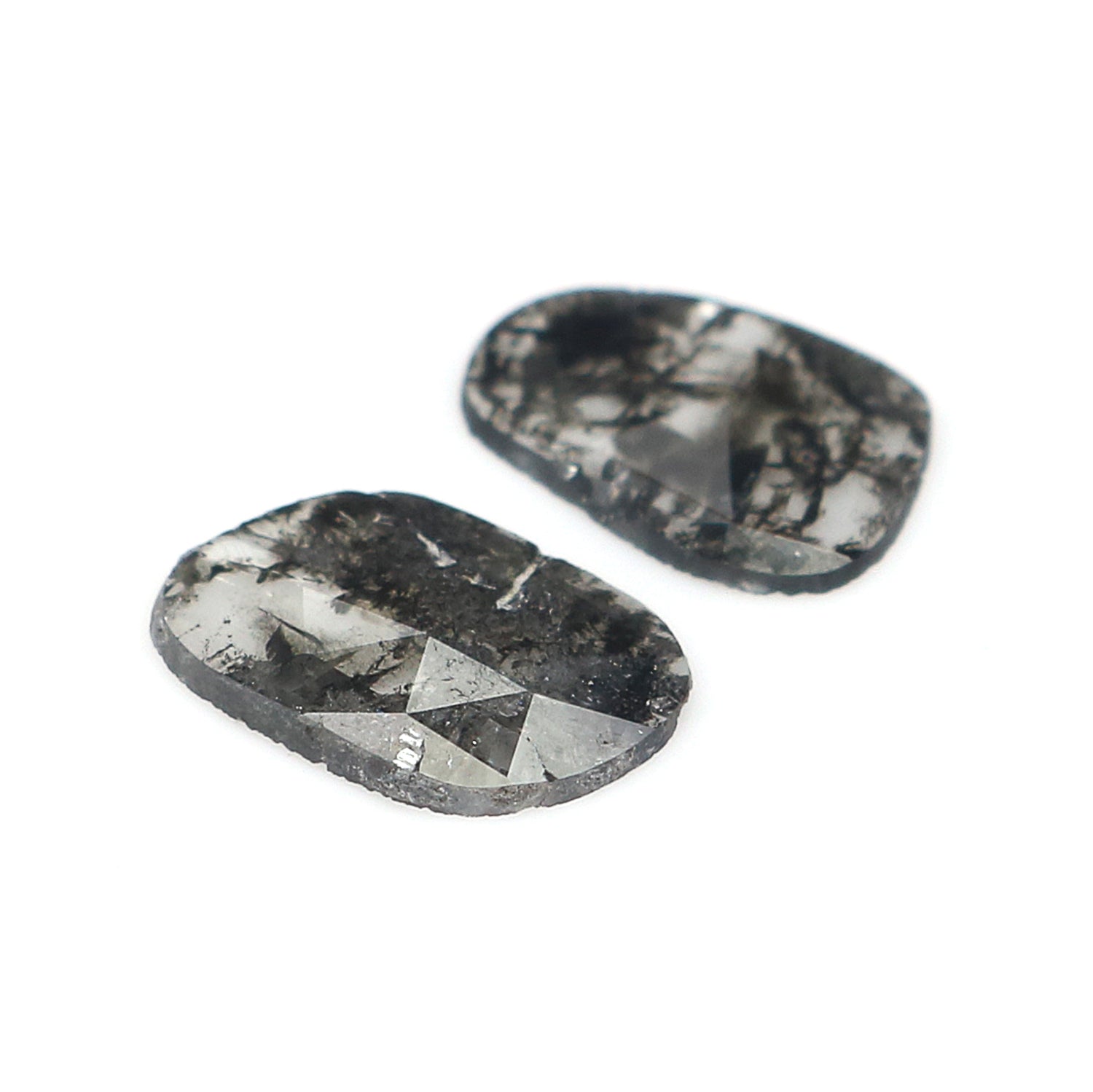 1.08 CT Natural Loose Slice Shape Diamond Salt And Pepper Slice Uncut Diamond 8.95 MM Natural Black Grey Diamond Irregular Cut Diamond L3551