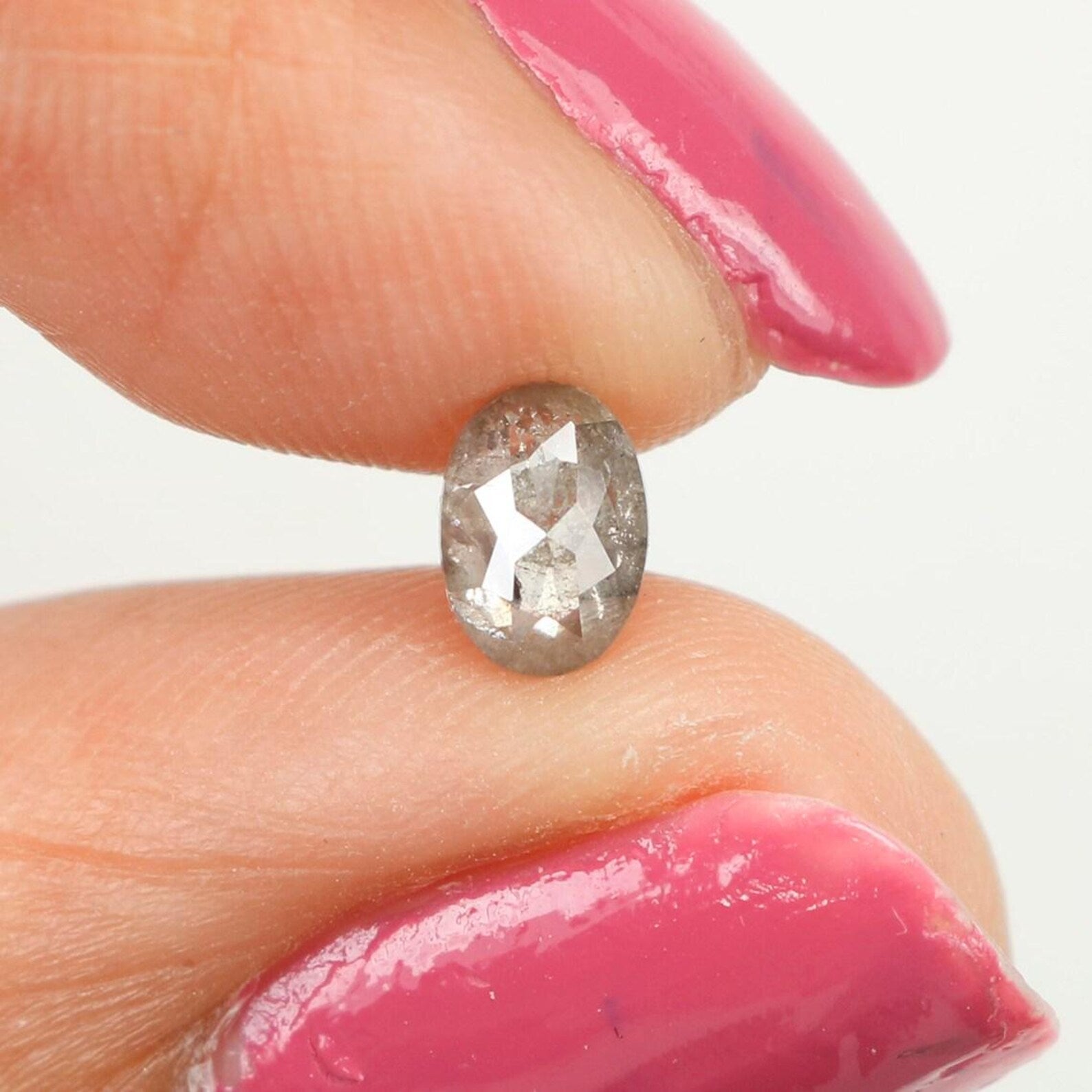 0.43 Ct Natural Loose Oval Cut Diamond Salt And Pepper Oval Cut Diamond 5.45 MM Natural Loose Black Grey Color Oval Rose Cut Diamond NQ999