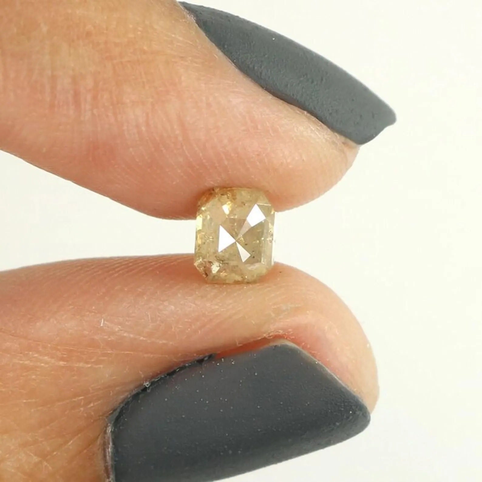 0.71 Ct Natural Loose Emerald Shape Diamond Grey Yellow Color Emerald Diamond 5.40 MM Natural Loose Diamond Emerald Rose Cut Diamond NQ447