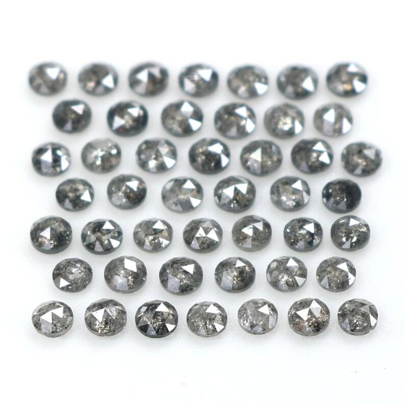 1.31 CT Natural Loose Round Shape Diamond Salt And Pepper Round Diamond 1.70 MM Natural Loose Black Grey Color Round Rose Cut Diamond NQ1790