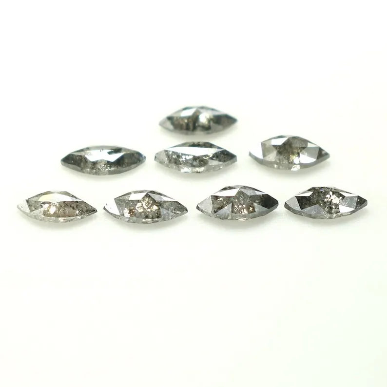 0.69 CT Natural Loose Marquise Shape Diamond Salt And Pepper Marquise Cut Diamond 4.10 MM Black Grey Color Marquise Rose Cut Diamond QN1600