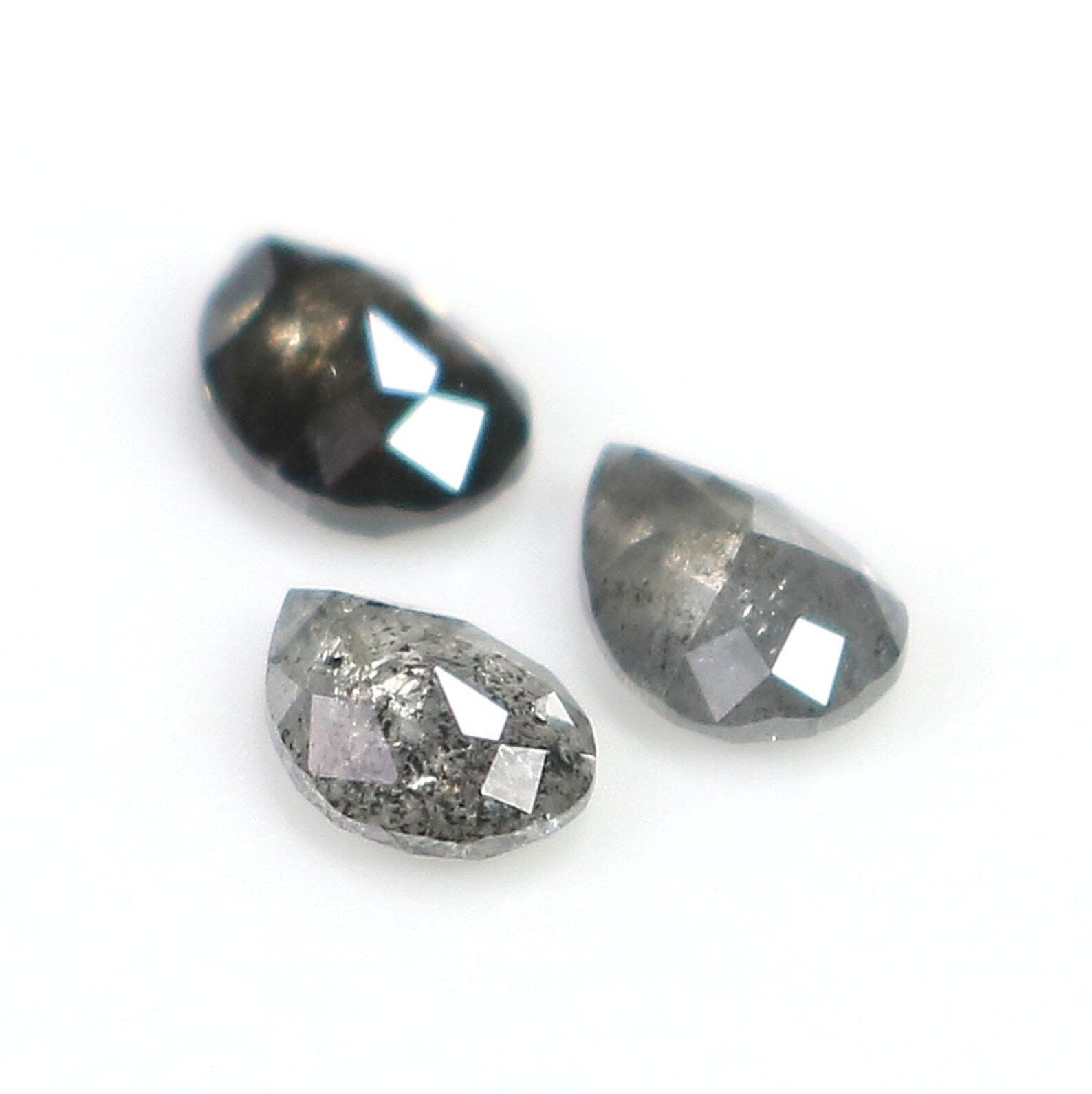 0.62 CT Natural Loose Pear Shape Diamond Salt And Pepper Pear Cut Diamond 4.60 MM Black Grey Color Pear Shape Rose Cut Diamond QN1580