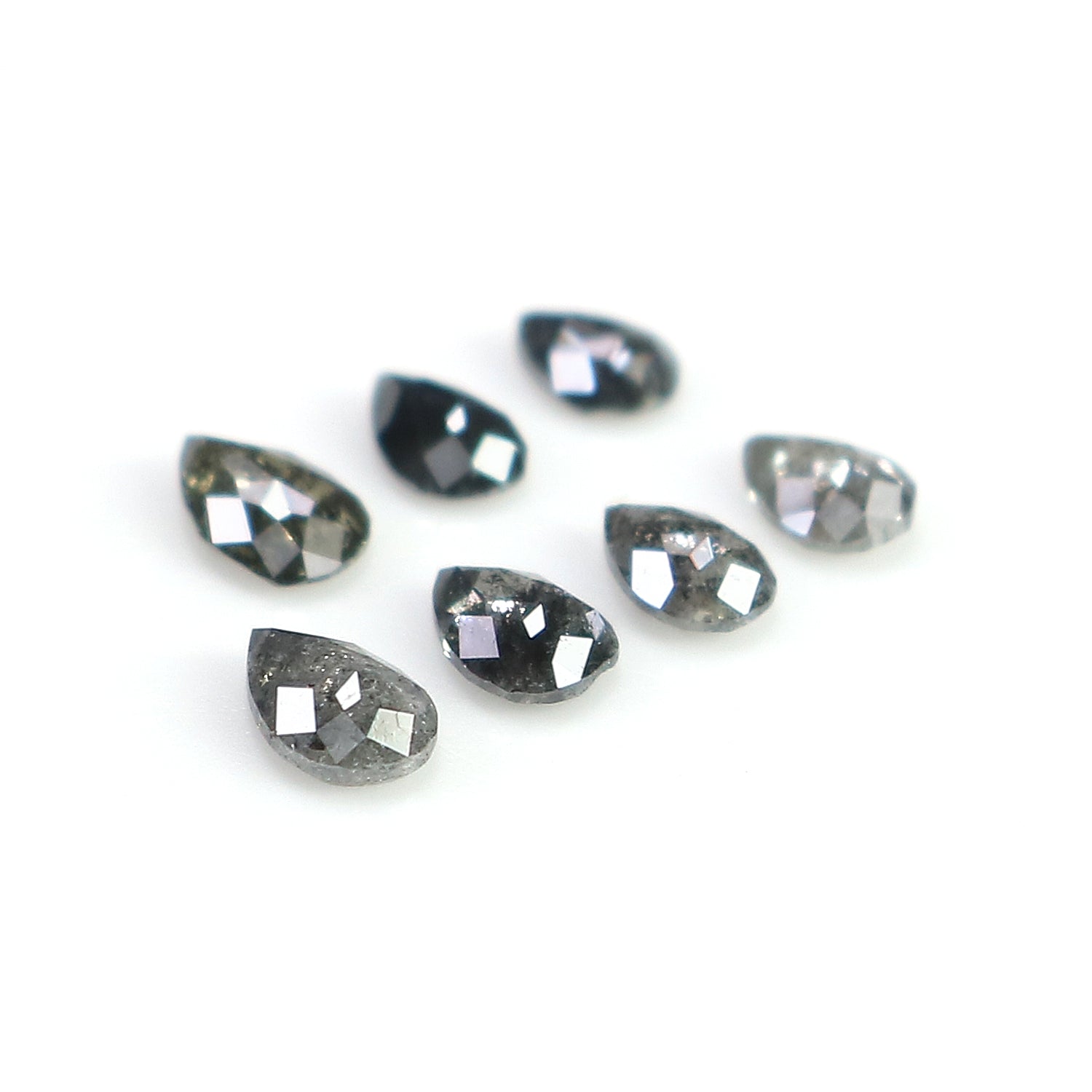 0.64 CT Natural Loose Pear Shape Diamond Salt And Pepper Pear Diamond 4.05 MM Natural Loose Black Grey Color Pear Rose Cut Diamond LQ2762