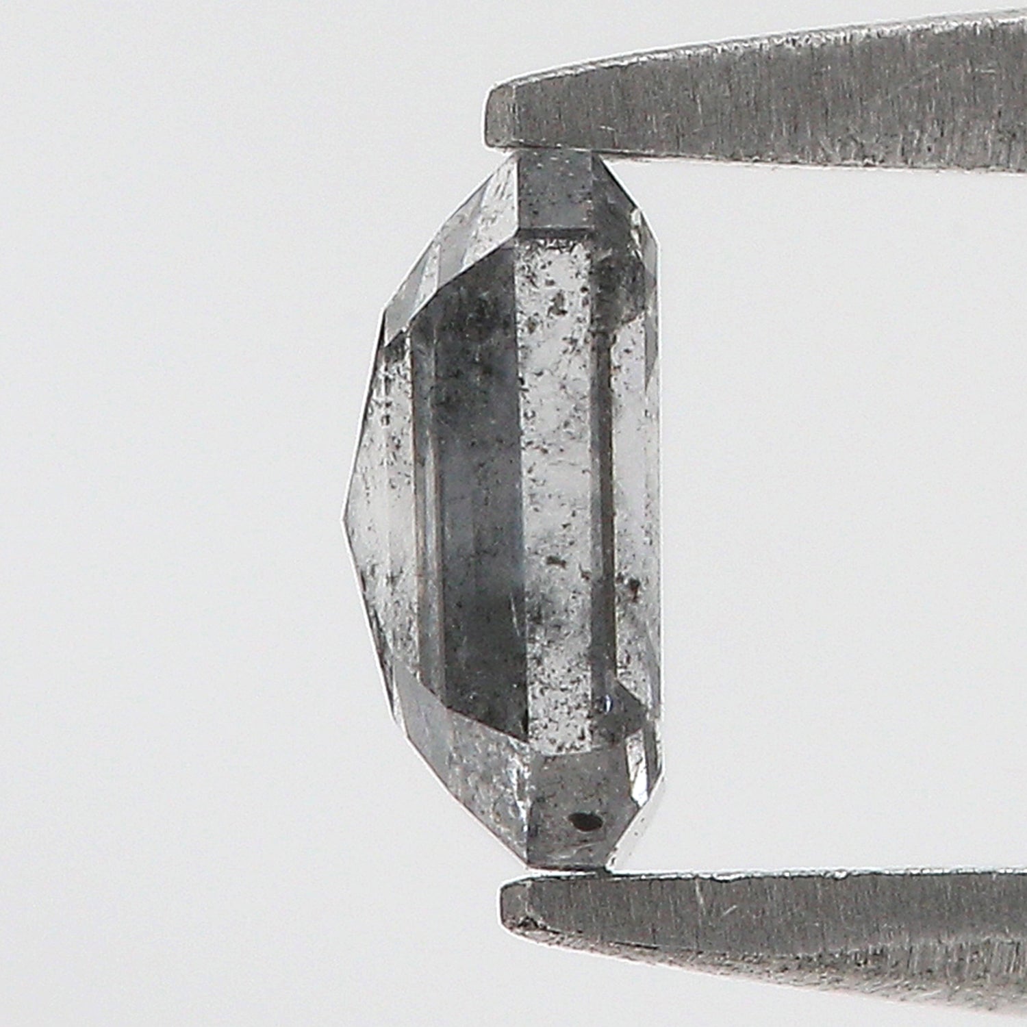 0.65 CT Natural Loose Emerald Shape Diamond Salt And Pepper Emerald Shape Diamond 5.70 MM Black Grey Color Emerald Rose Cut Diamond QL9579