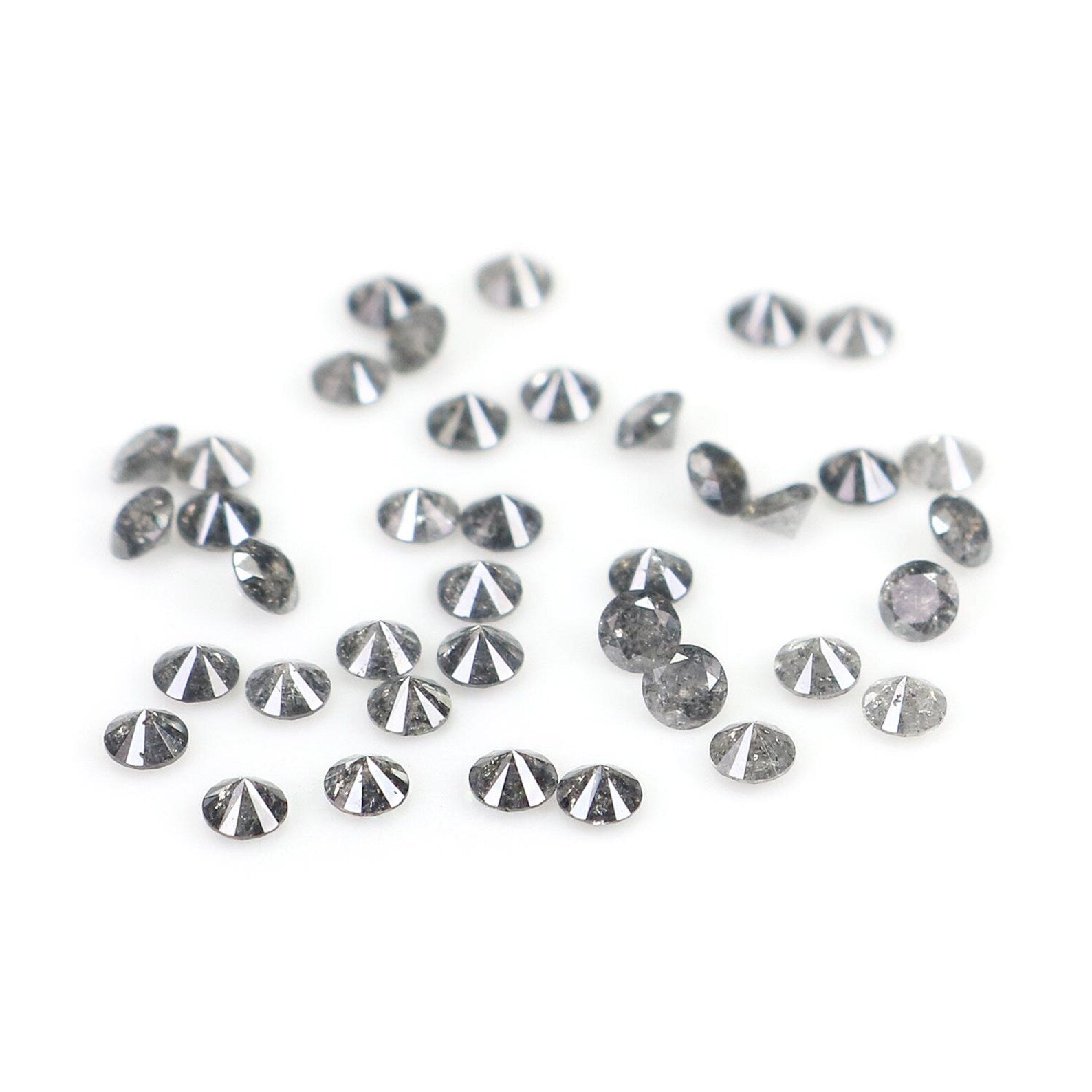 1.24 Ct Natural Loose Round Shape Diamond Salt And Pepper Round Diamond 1.90 MM Natural Black Grey Color Round Brilliant Cut Diamond NQ853