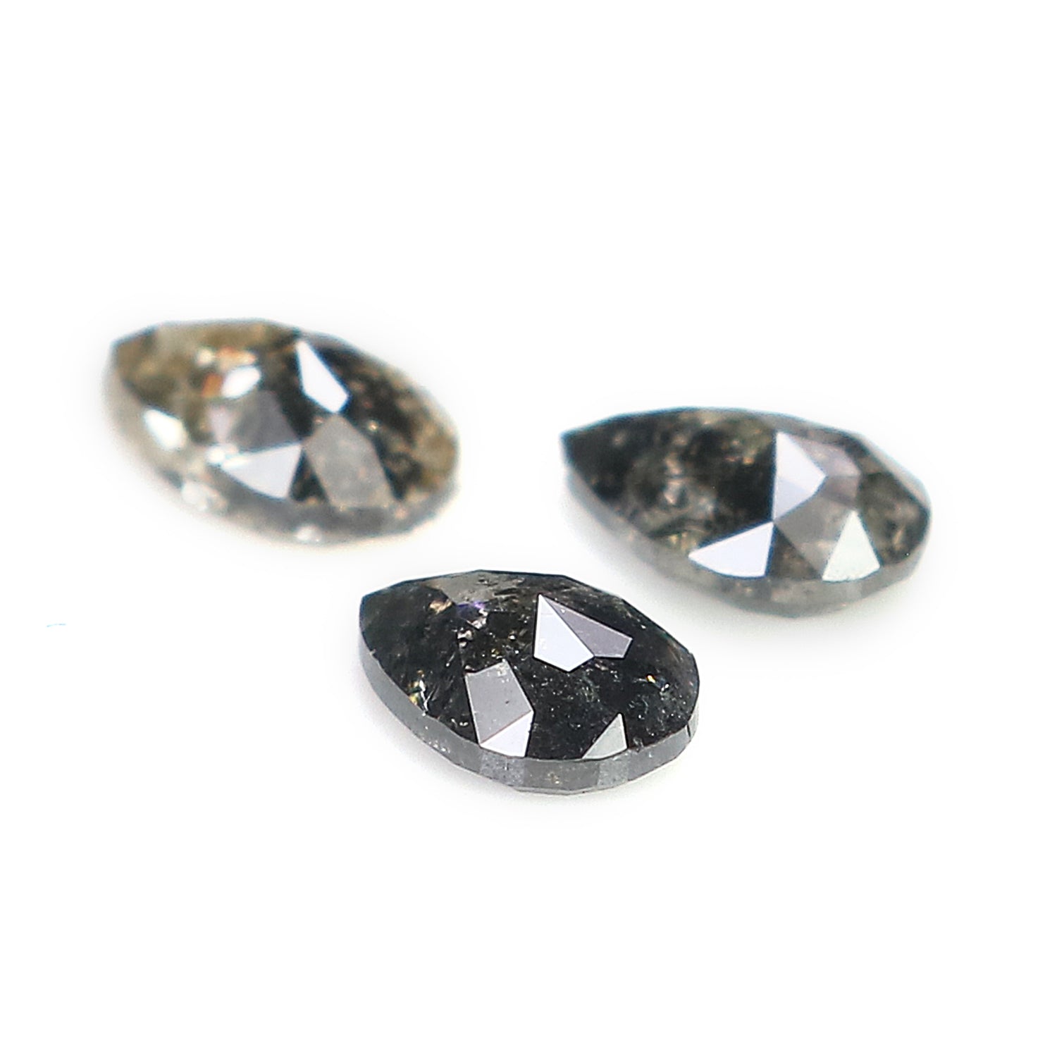 0.68 CT Natural Loose Pear Shape Diamond Salt And Pepper Pear Cut Diamond 4.55 MM Natural Black Grey Diamond Pear Rose Cut Diamond LQ1979