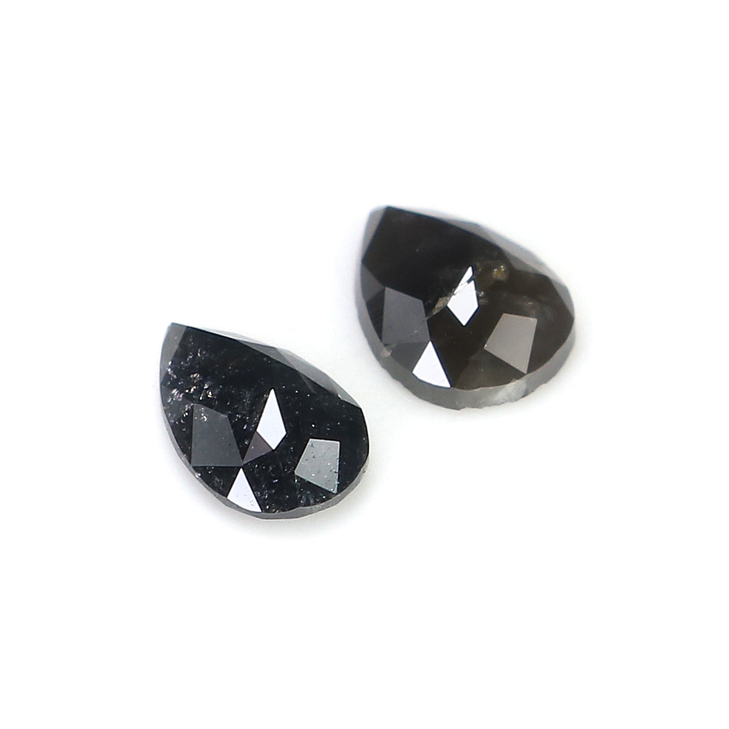 0.73 CT Natural Loose Pear Cut Pair Diamond Salt And Pepper Pear Shape Diamond 5.65 MM Natural Black Grey Color Pear Rose Cut Diamond KQ2386
