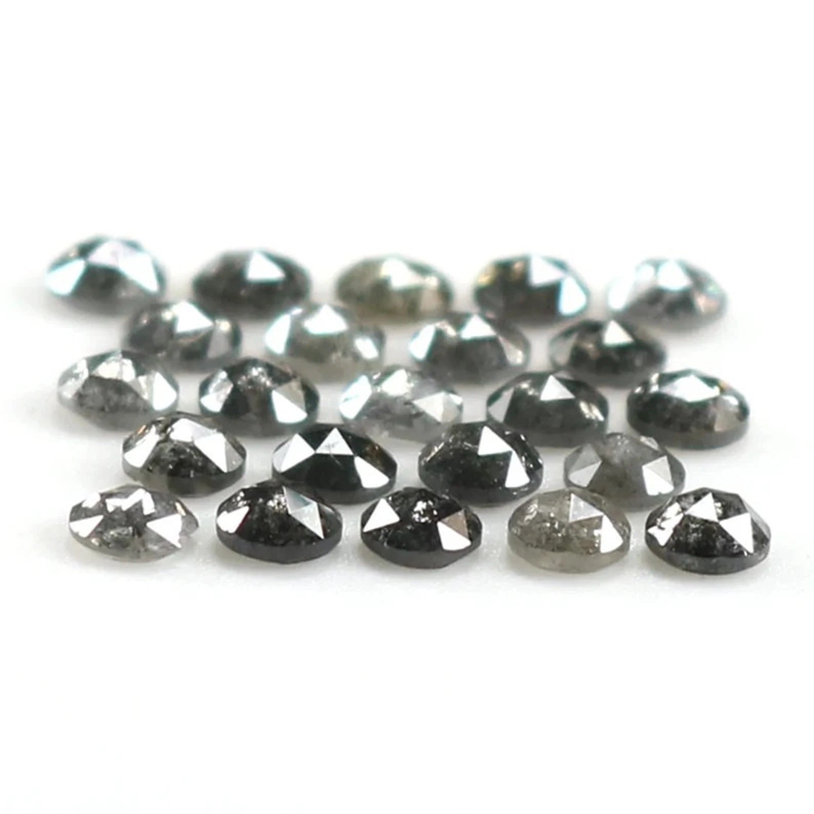 1.11 CT Natural Loose Round Shape Diamond Salt And Pepper Round Cut Diamond 2.20 MM Natural Black Grey Color Round Rose Cut Diamond NQ1836