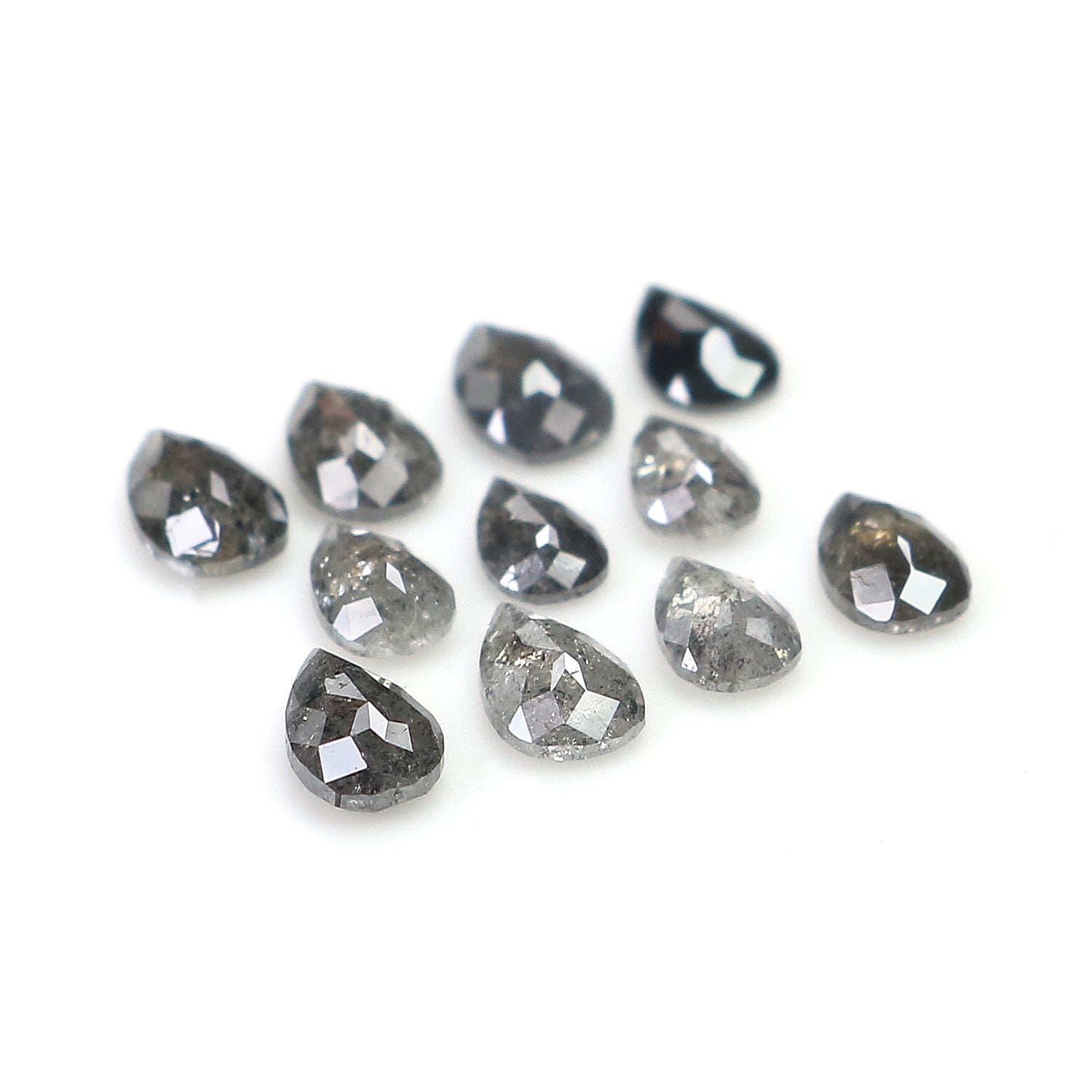 1.03 CT Natural Loose Pear Shape Diamond Salt And Pepper Pear Cut Diamond 3.15 MM Natural Black Grey Diamond Pear Rose Cut Diamond LQ2912