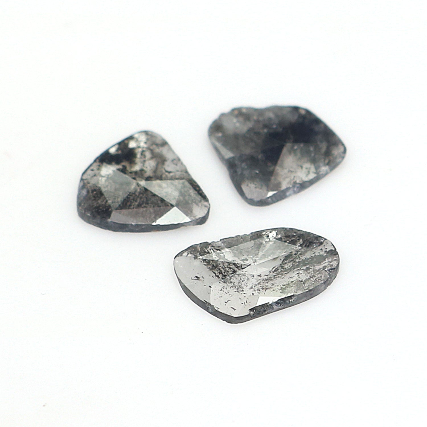 0.96 CT Natural Loose Slice Shape Diamond Salt And Pepper Slice Uncut Diamond 7.15 MM Natural Black Grey Diamond Irregular Cut Diamond L3559