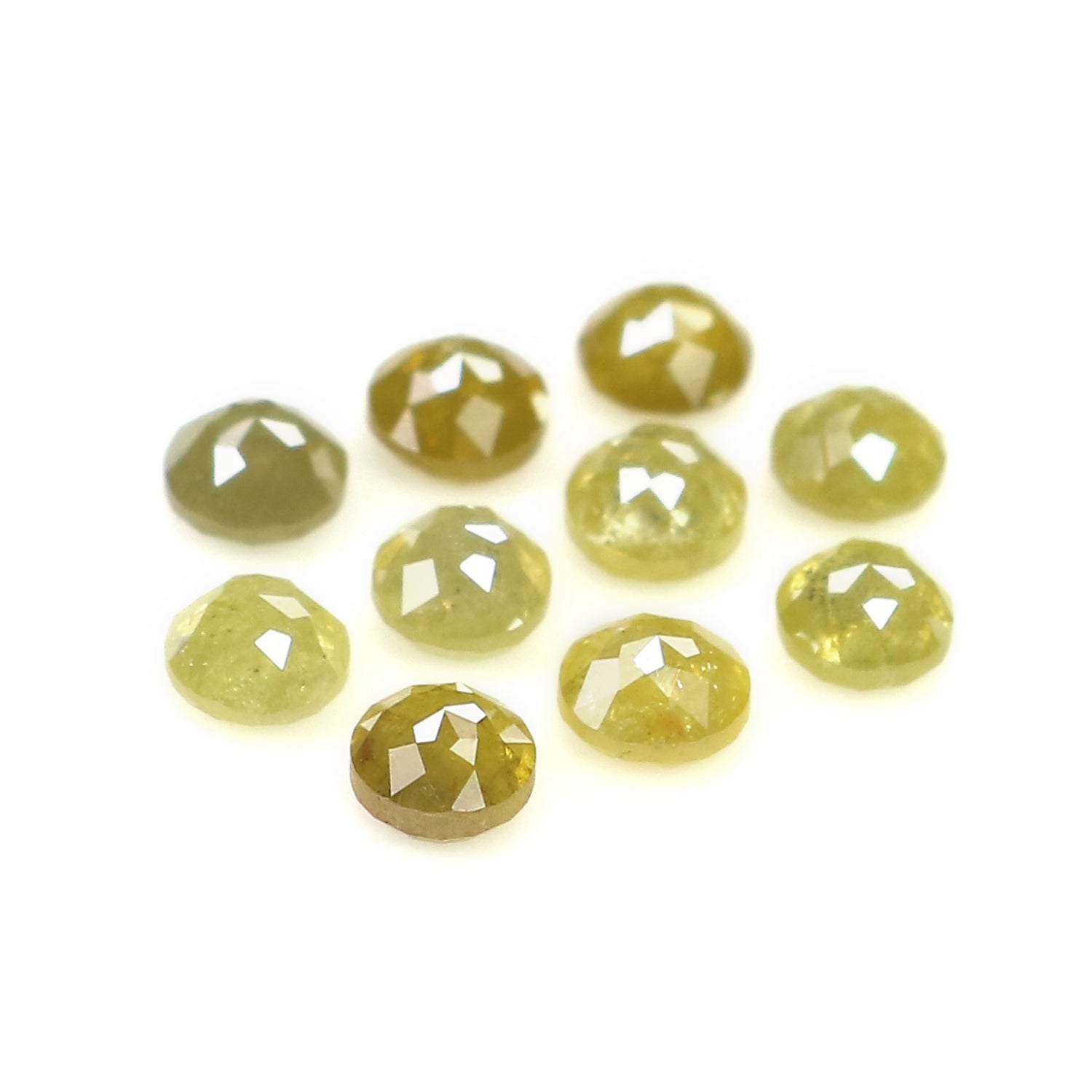 1.47 CT Natural Loose Round Rose Cut Diamond Green Color Round Shape Diamond 2.90 MM Natural Yellow Color Round Rose Cut Diamond LQ9243