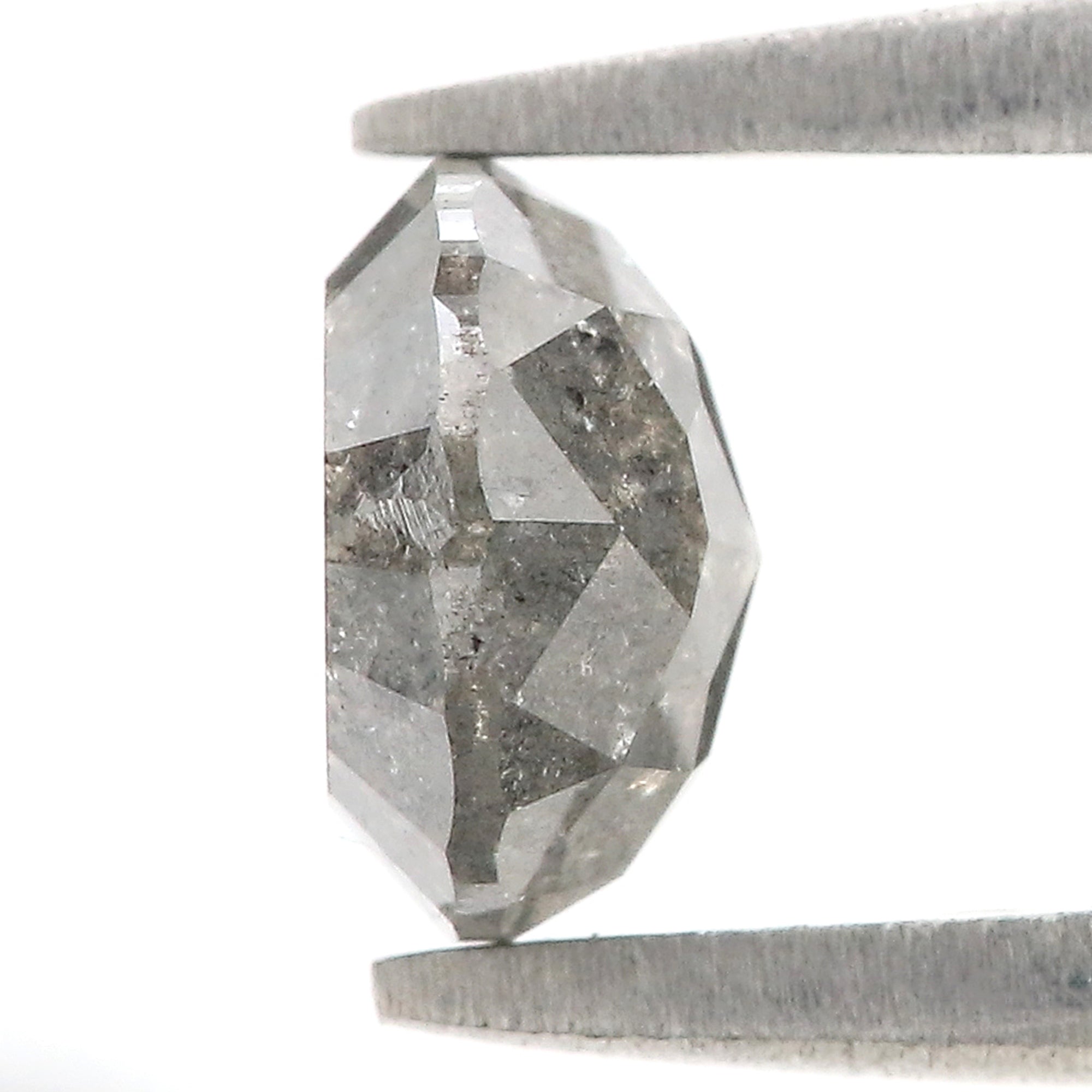Natural Round Salt and Pepper Diamond 1.26 CT Loose Rose Cut Black Grey Stone 6.40 MM Rustic Diamond For Custom Engagement Ring L3679