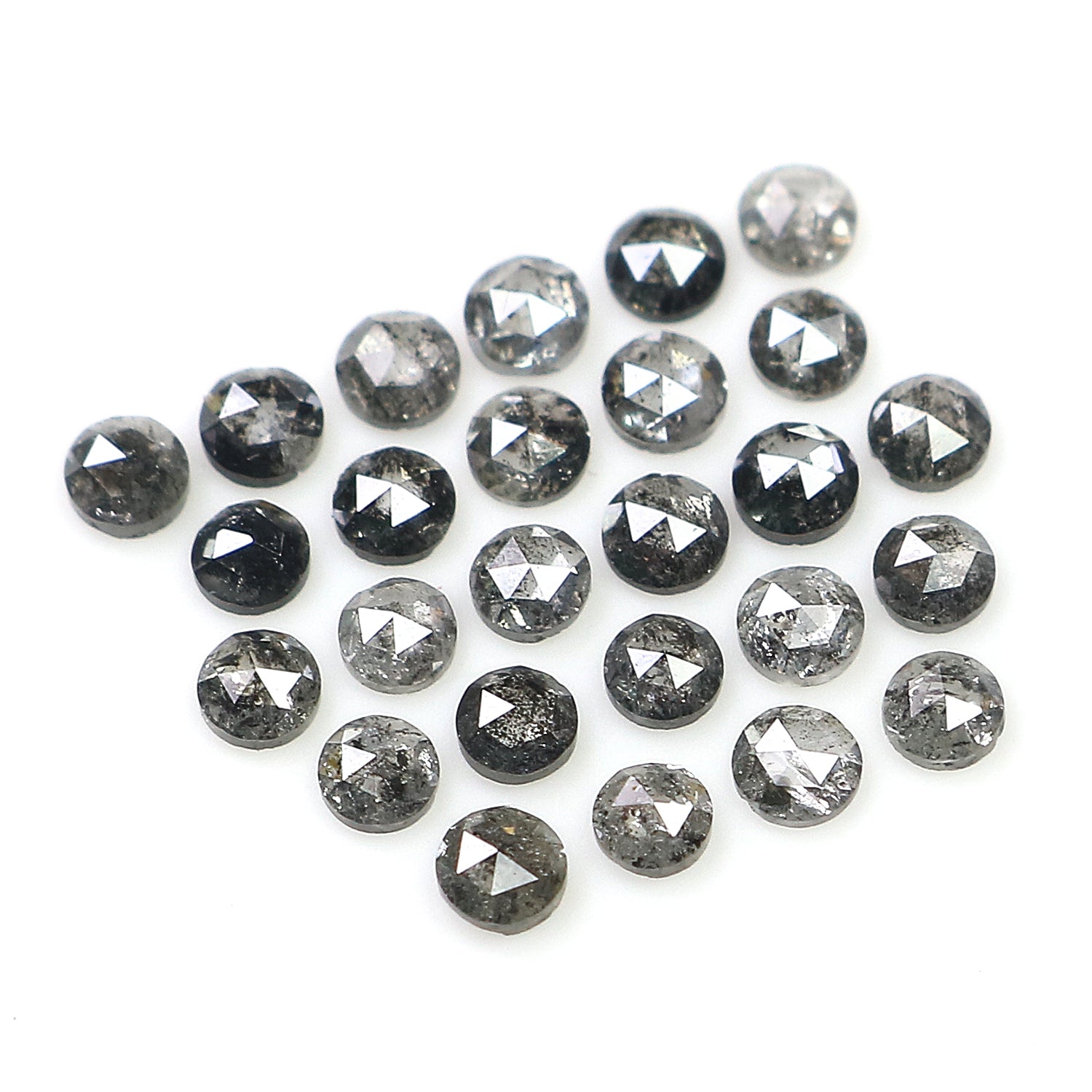 1.19 Ct Natural Loose Round Rose Cut Diamond Salt And Pepper Round Diamond 2.10 MM Natural Black Grey Color Round Rose Cut Diamond KQ2429