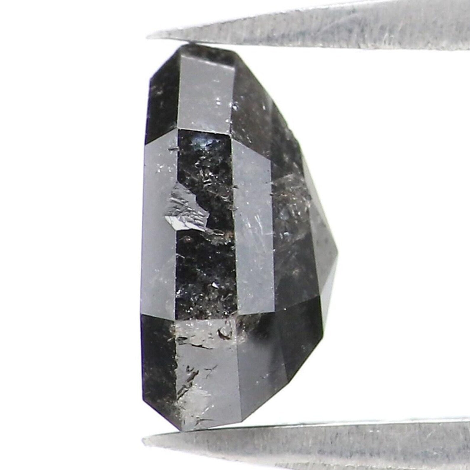 1.58 CT Natural Loose Shield Shape Diamond Salt And Pepper Shield Diamond 7.80 MM Natural Black Grey Color Shield Rose Cut Diamond NQ8244