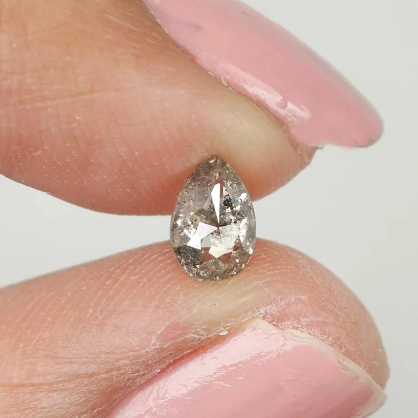 0.42 Ct Natural Loose Pear Shape Diamond Salt And Pepper Pear Cut Diamond 6.00 MM Natural Loose Black Grey Diamond Color Pear Diamond NQ1012