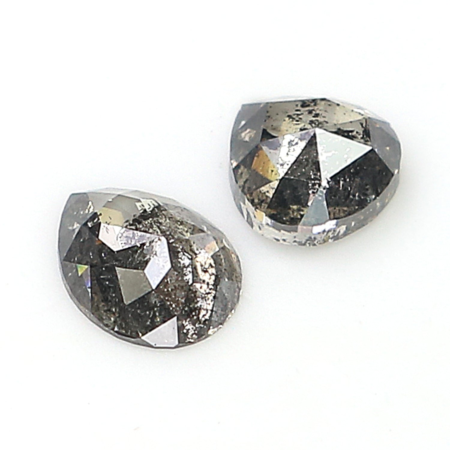 0.43 CT Natural Loose Pear Cut Pair Diamond Salt And Pepper Pear Shape Diamond 3.85 MM Natural Black Grey Color Pear Rose Cut Diamond KQ2478