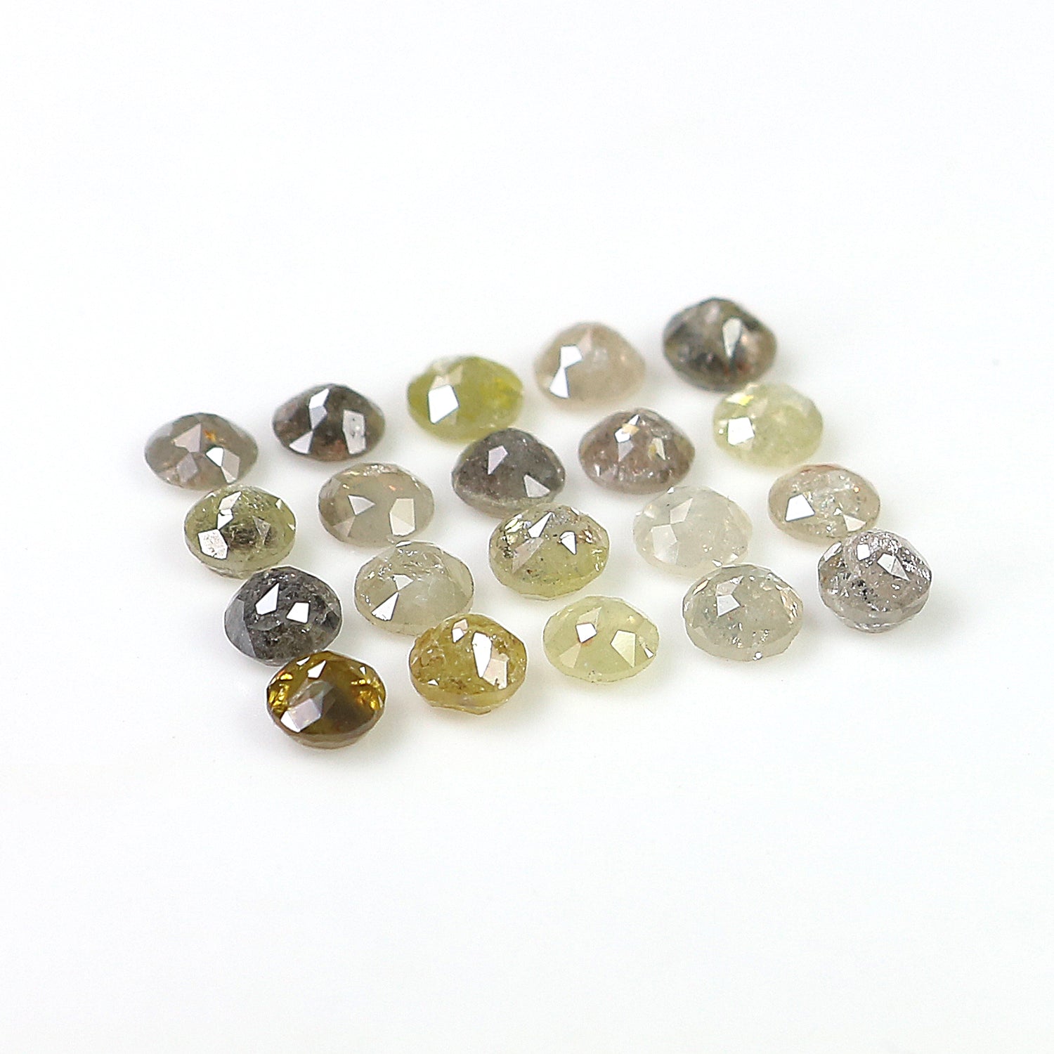 3.41 CT Natural Loose Round Rose Cut Diamond Grey Color Round Shape Diamond 3.10 MM Natural Loose Yellow Color Round Rose Cut Diamond LQ1718