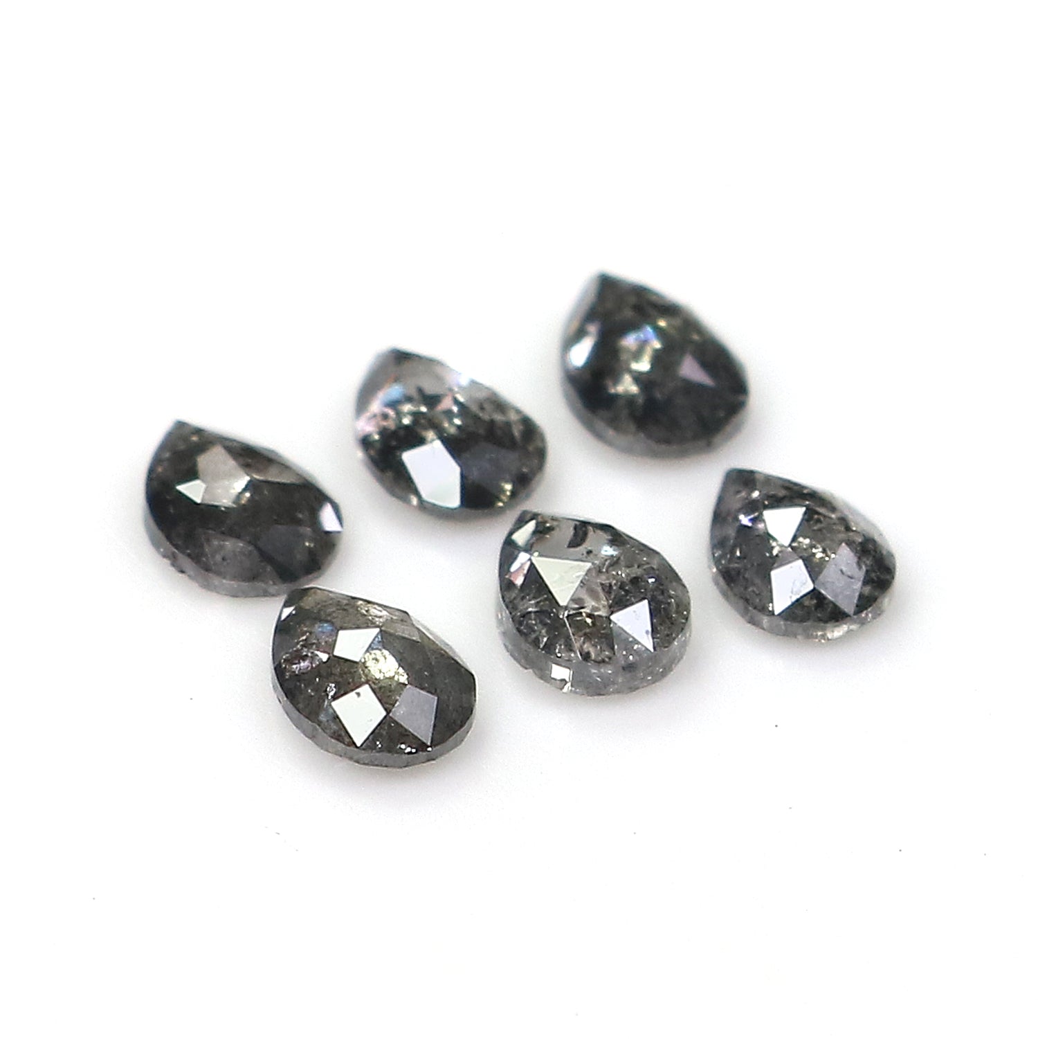 1.01 CT Natural Loose Pear Shape Diamond Salt And Pepper Pear Diamond 4.40 MM Natural Loose Black Grey Color Pear Rose Cut Diamond QL1275