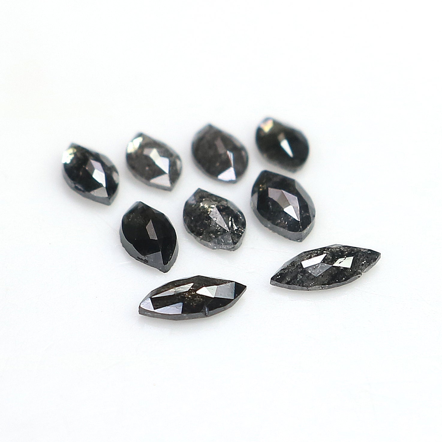 0.79 CT Natural Loose Marquise Shape Diamond Salt And Pepper Marquise Rose Cut Diamond 3.70 MM Black Grey Color Marquise Cut Diamond LQ2879