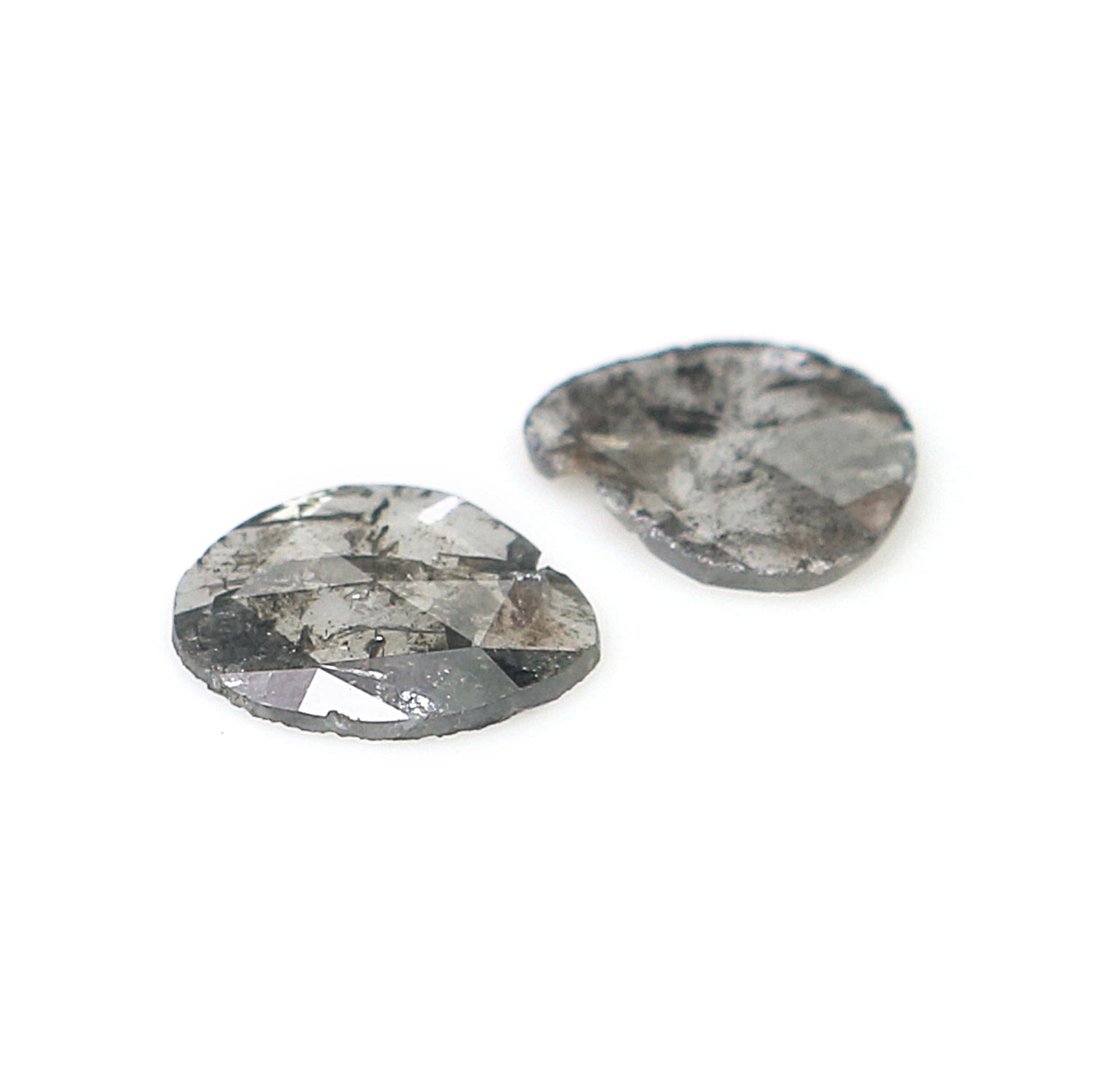 0.71 CT Natural Loose Slice Shape Diamond Salt And Pepper Uncut Diamond 6.80 MM Natural Black Grey Color Slice Irregular Cut Diamond N2644