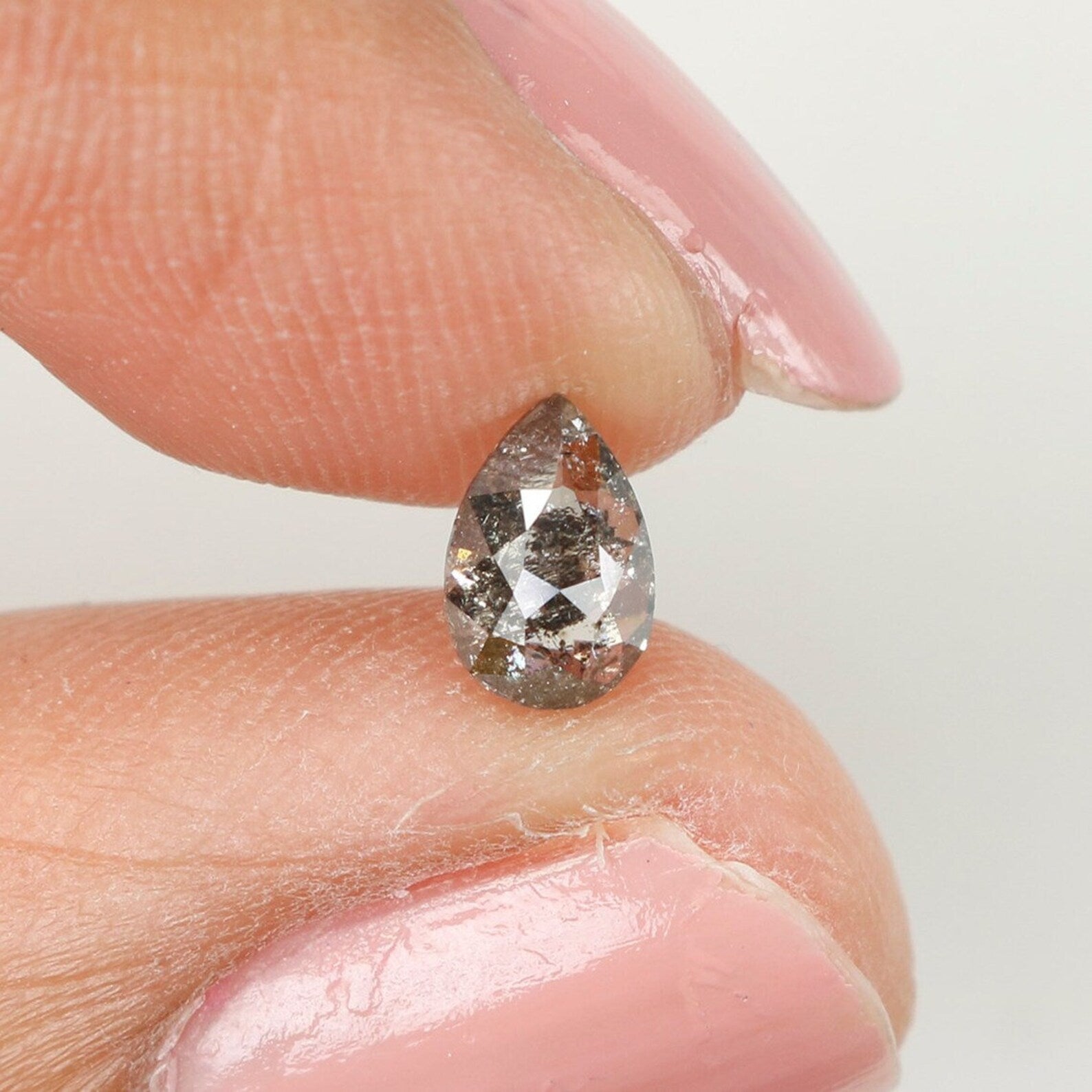 0.41 CT Natural Loose Pear Shape Diamond Salt And Pepper Diamond 6.05 MM Natural Loose Diamond Black Grey Color Pear Rose Cut Diamond NQ1007