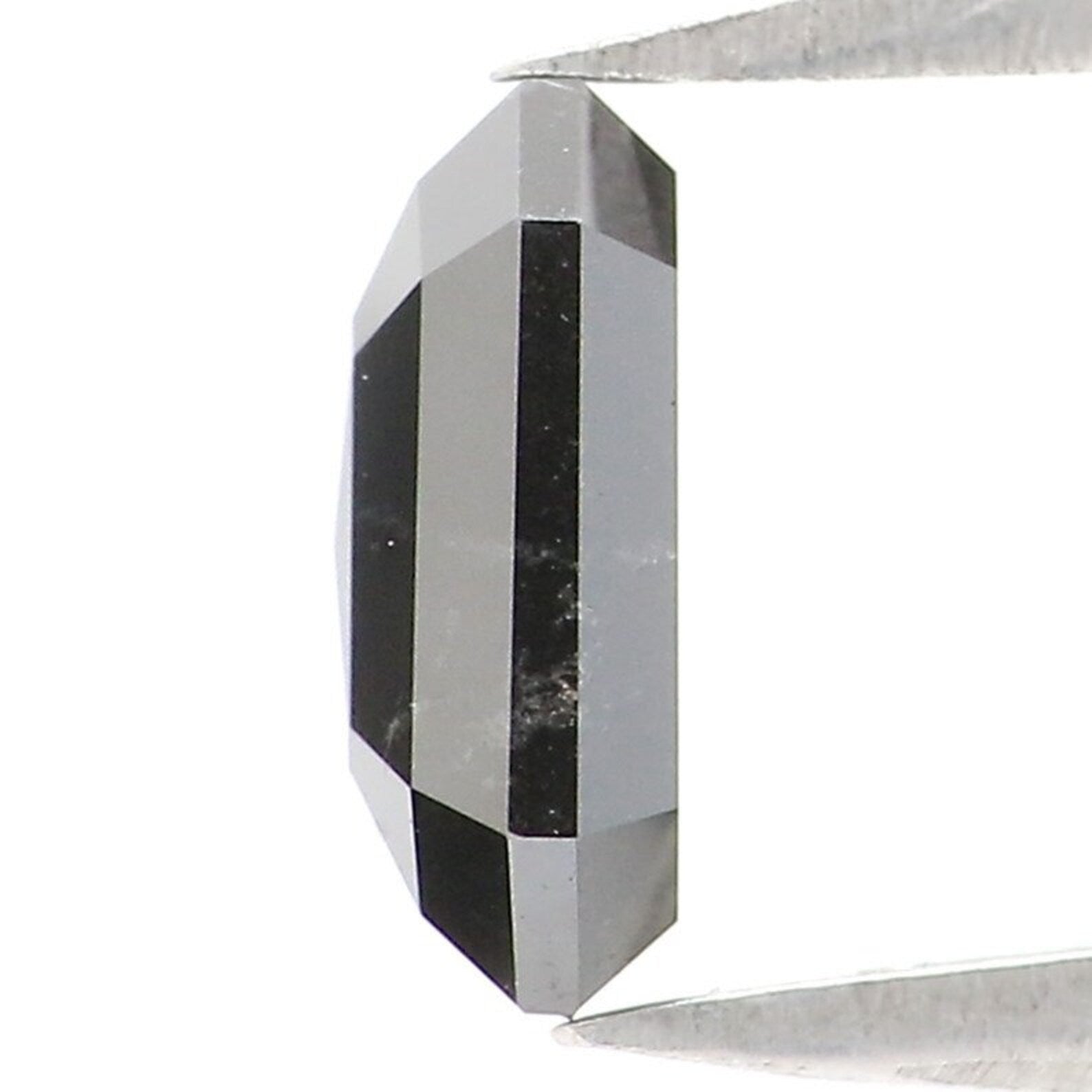 1.14 Ct Natural Loose Emerald Shape Diamond Salt And Pepper Emerald Cut Diamond 7.40 MM Black Grey Color Emerald Rose Cut Diamond NQ2087