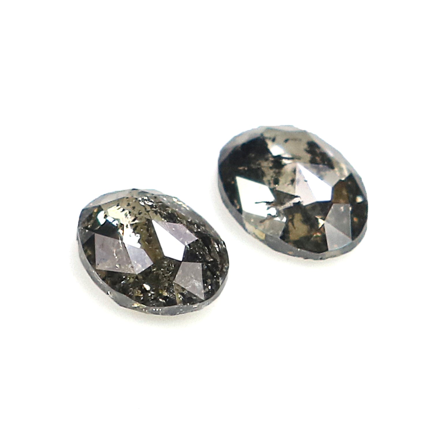 0.54 CT Natural Loose Oval Cut Pair Diamond Salt And Pepper Oval Shape Diamond 4.65 MM Natural Loose Black Grey Oval Rose Cut Diamond KQ2321