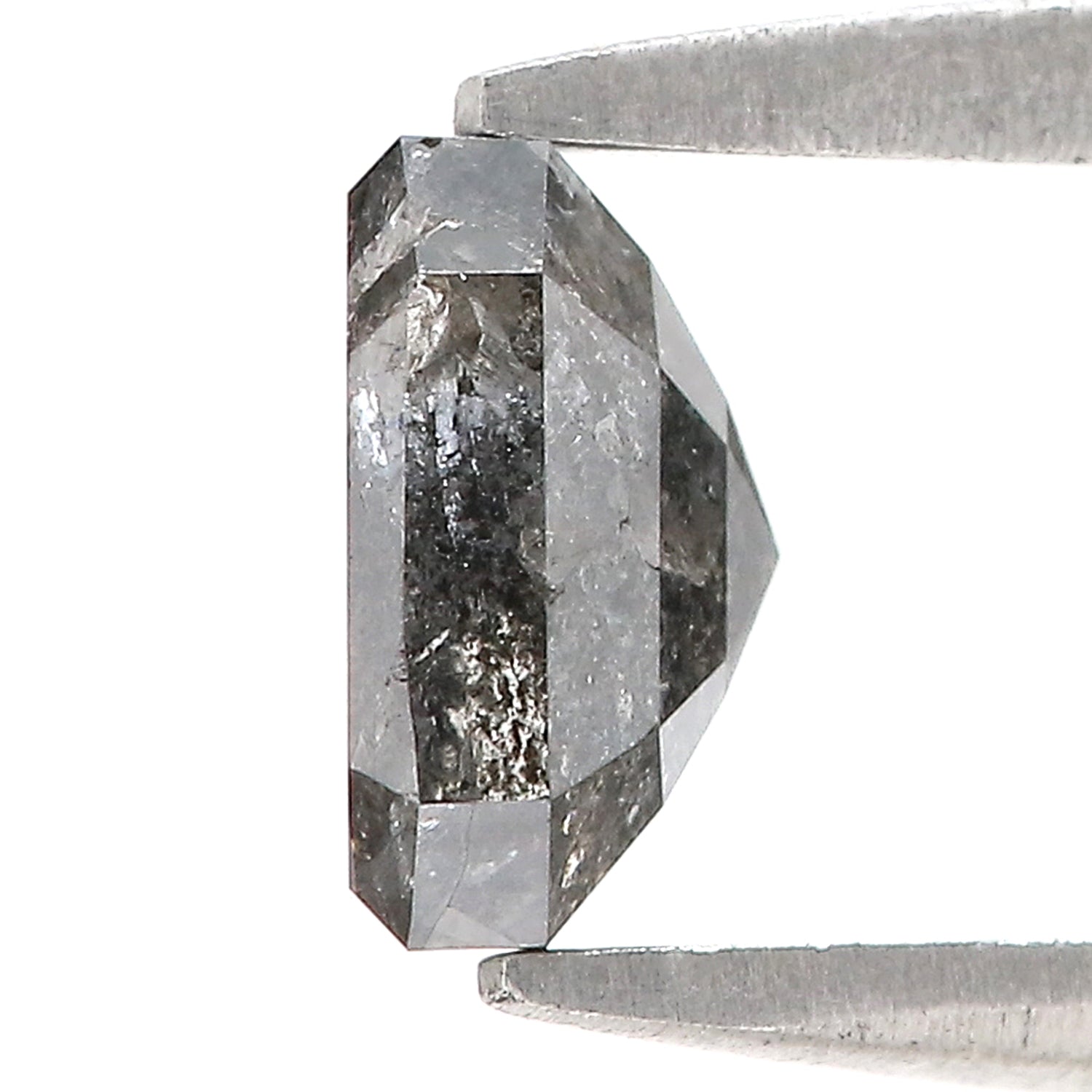 1.35 CT Natural Loose Emerald Shape Diamond Salt And Pepper Emerald Diamond 6.20 MM Black Grey Color Emerald Shape Rose Cut Diamond LQ3075