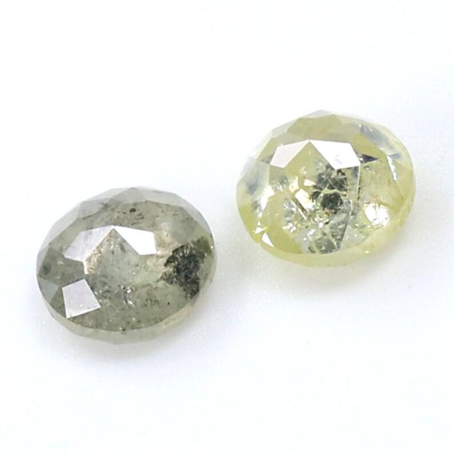 0.77 CT Natural Loose Round Shape Pair Diamond Grey Color Round Diamond 4.20 MM Natural Diamond Yellow Color Round Rose Cut Diamond NQ8062