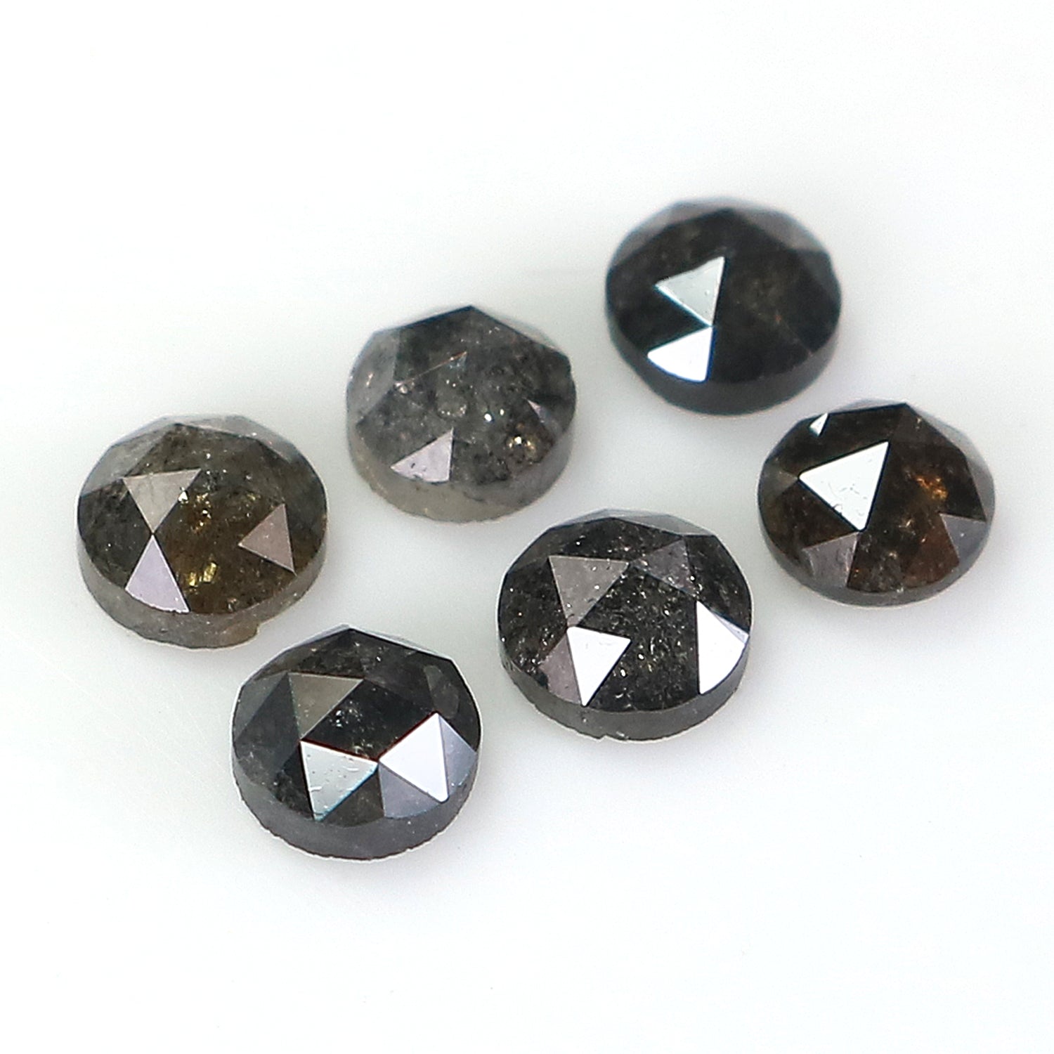 1.13 Ct Natural Loose Round Rose Cut Diamond Salt And Pepper Round Shape Diamond 3.15 MM Natural Black Grey Round Rose Cut Diamond KQ2557
