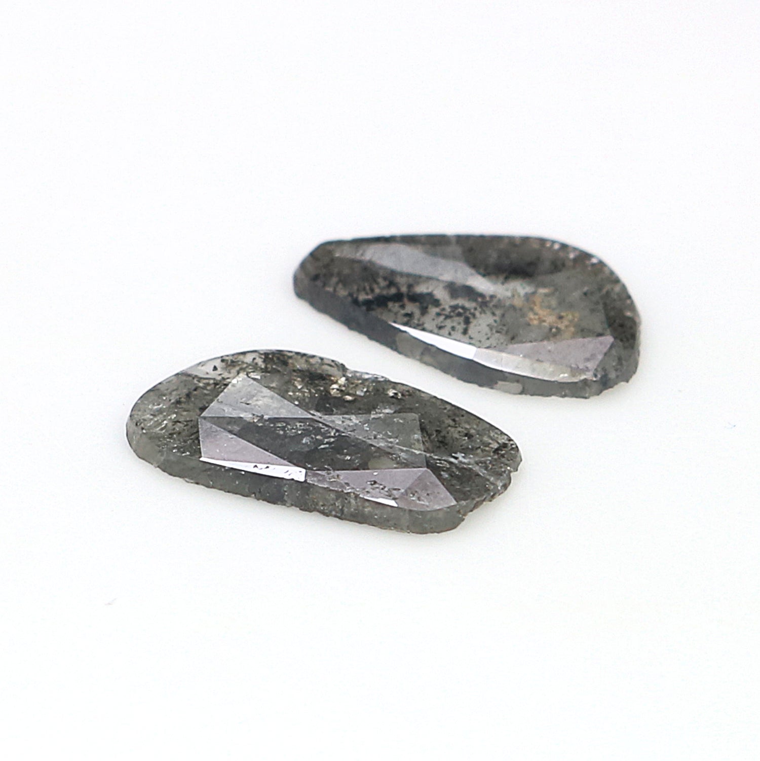 1.21 CT Natural Loose Slice Shape Diamond Salt And Pepper Slice Uncut Diamond 9.55 MM Natural Black Grey Diamond Irregular Cut Diamond L3589