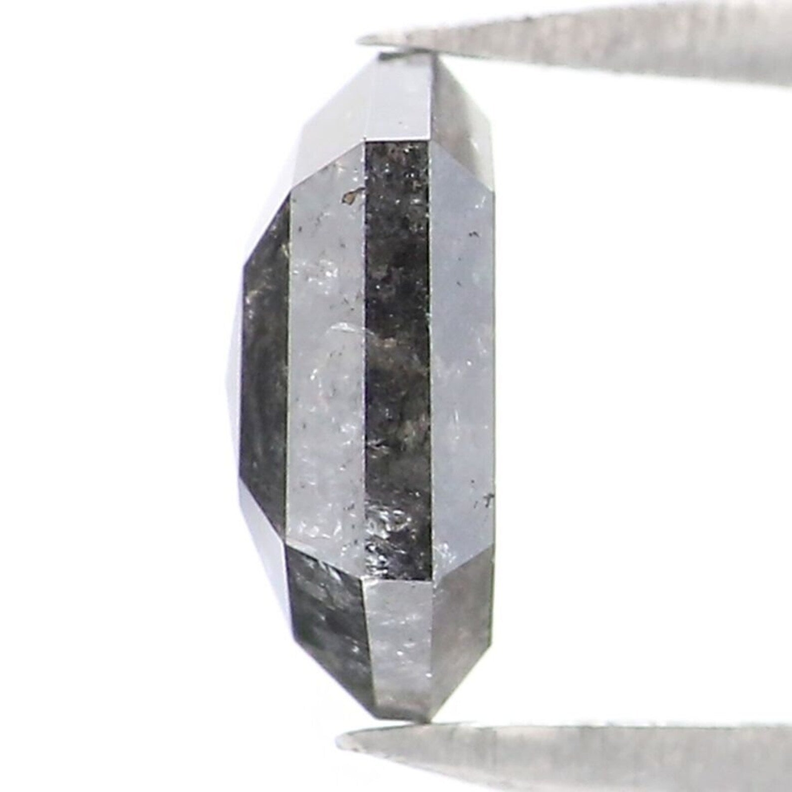 0.86 Ct Natural Loose Hexagon Shape Diamond Salt And Pepper Hexagon Diamond 6.55 MM Natural Black Grey Color Hexagon Rose Cut Diamond NQ2064