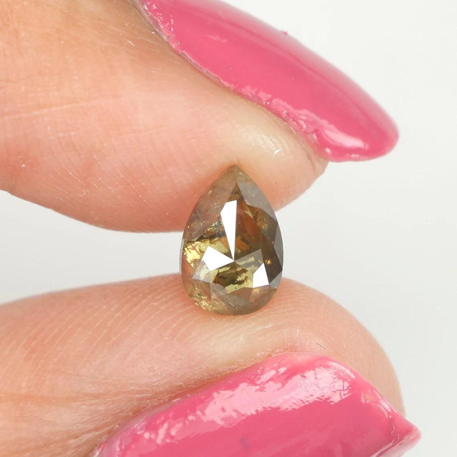 0.76 CT Natural Loose Pear Shape Diamond Yellow Color Pear Diamond 7.05 MM Natural Loose Diamond Brown Color Pear Rose Cut Diamond NQ998