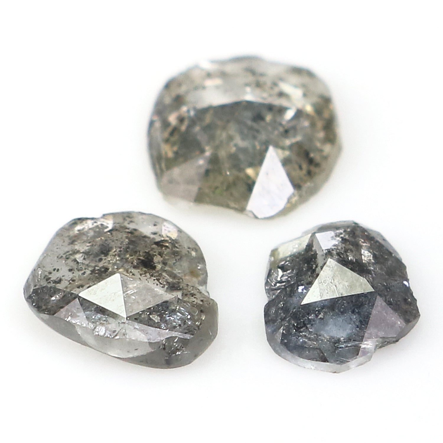 1.40 Ct Natural Loose Slice Shape Diamond Salt And Pepper Slice Cut Diamond 6.85 MM Natural Black Grey Diamond Irregular Cut Diamond L3455