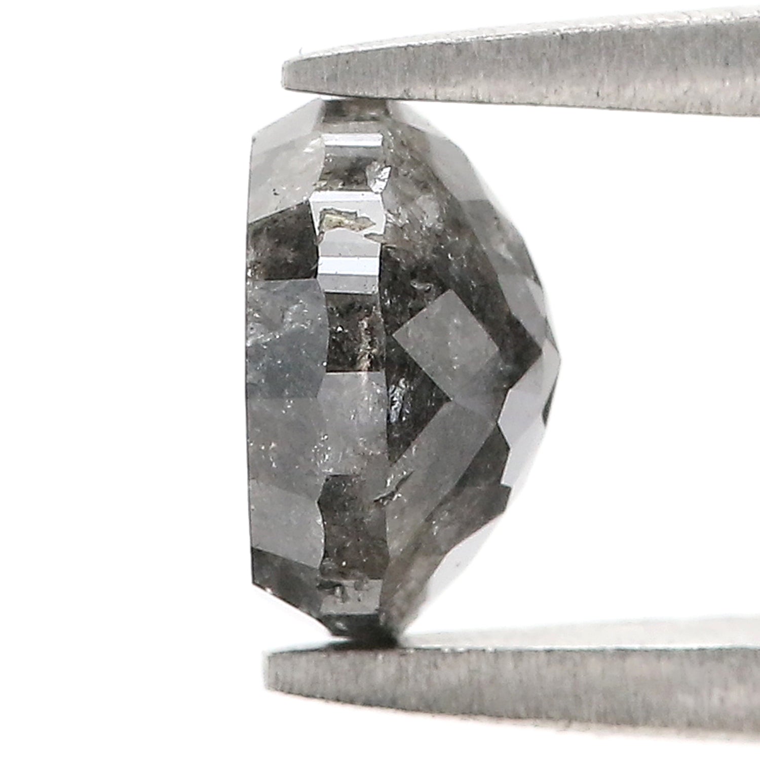 1.77 Ct Natural Loose Round Rose Cut Diamond Salt And Pepper Round Shape Diamond 6.95 MM Natural Black Grey Round Rose Cut Diamond LQ9888