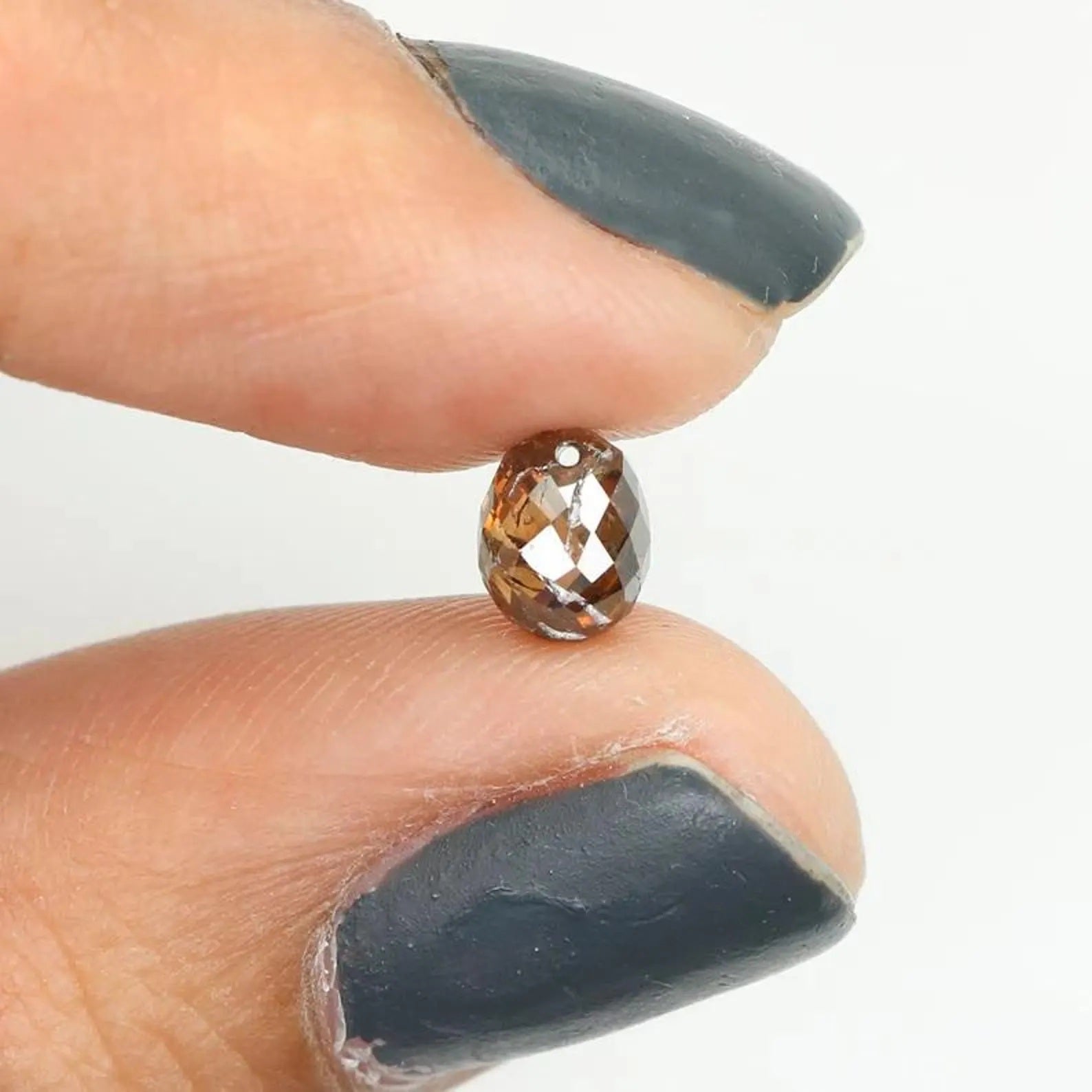 1.18 Ct Natural Loose Briolette Shape Diamond Brown Color Drop Diamond 6.15 MM Natural Loose Brown Color Briolette Rose Cut Diamond NQ469