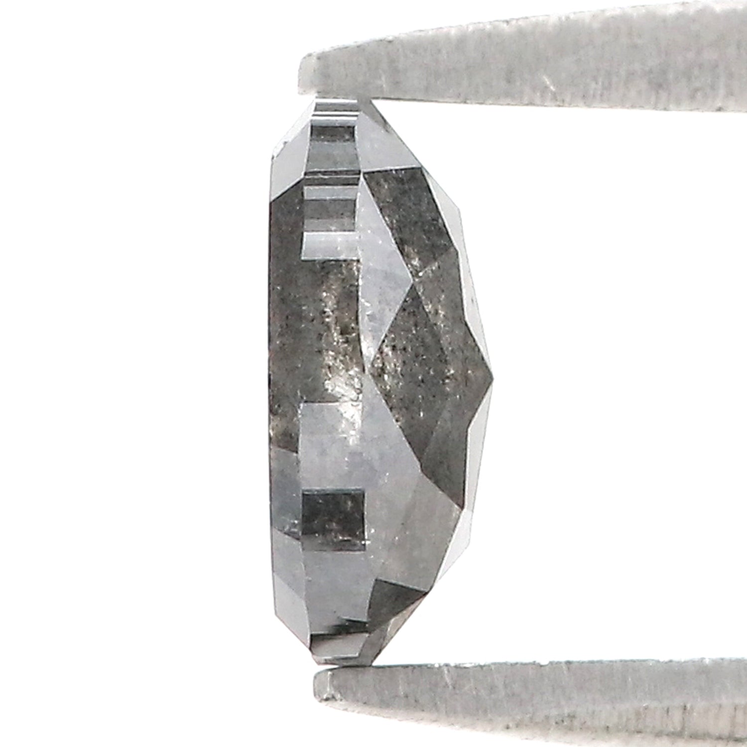 0.87 CT Natural Loose Oval Shape Diamond Salt And Pepper Oval Rose Cut Diamond 6.70 MM Black Grey Color Oval Shape Rose Cut Diamond LQ2059
